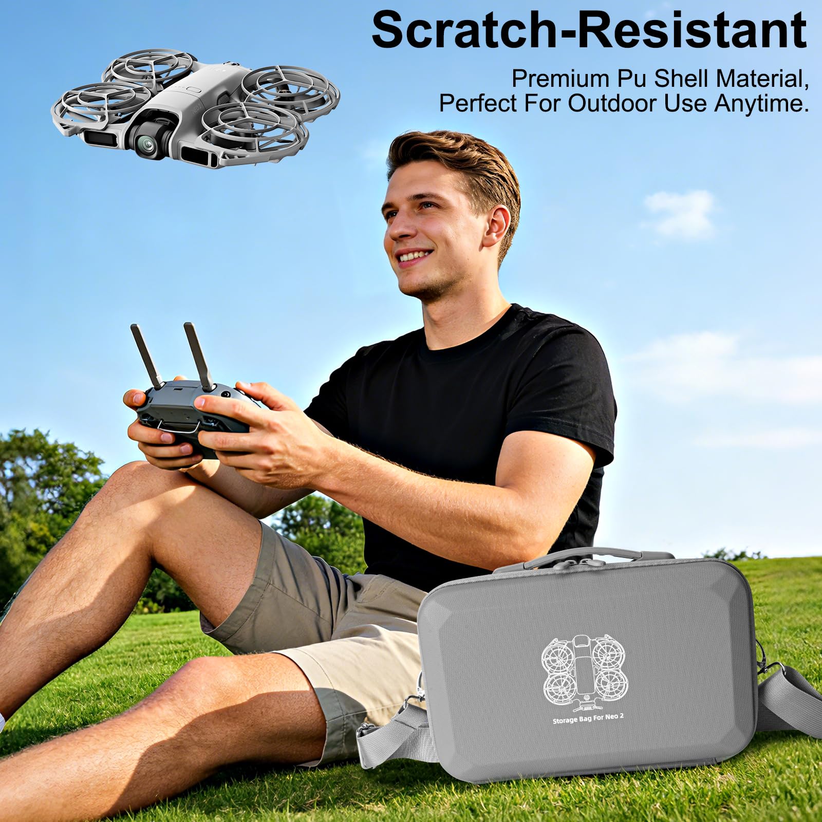 Custodia per DJI Neo 2 Borsa, Custodia PU Portatile per DJI Neo 2 Fly More Combo Accessori, Borsa da Trasporto per DJI Neo 2 Droni, per Drone Stoccaggio/Proteggere - 3