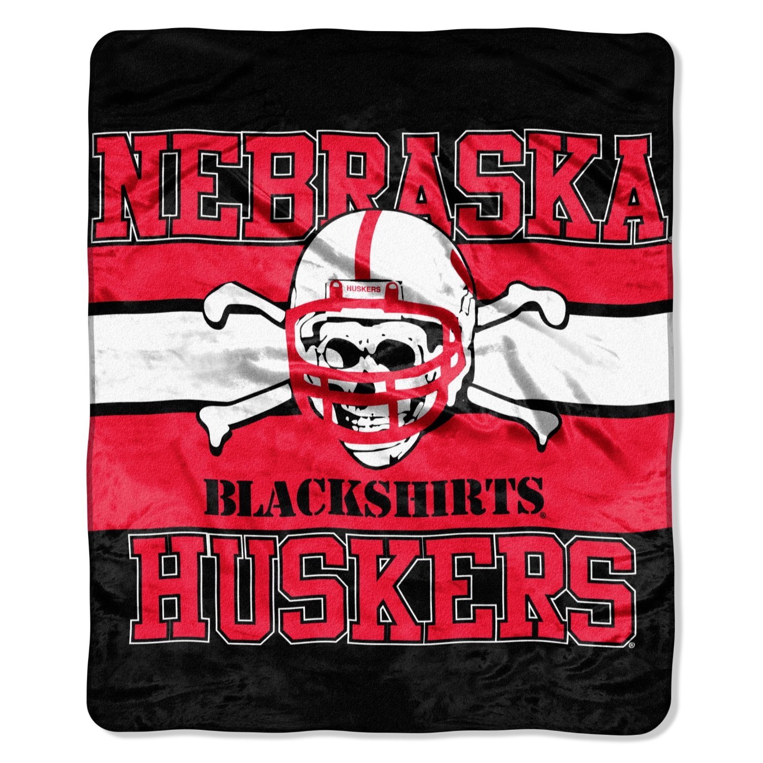 Nebraska Huskers Blackshirts 50x60 inch Royal Plush Raschel Throw Blanket - Cornhuskers Defense