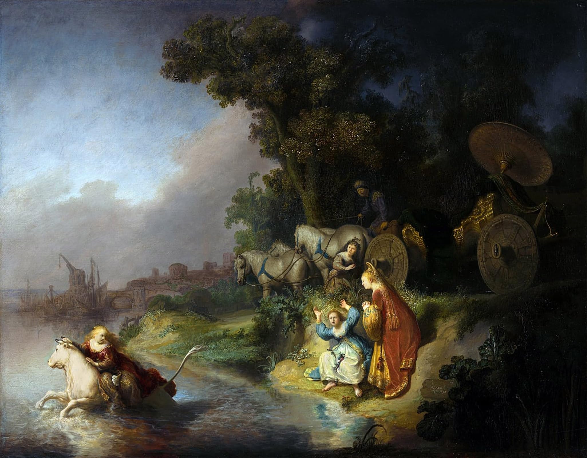 ARTXLXXBN Famous Prints Artwork Pictures Poster Painting Art The abduction of europa by Rembrandt van Rijn Artwork Landscape Pictures for Home Decor 60x90cm