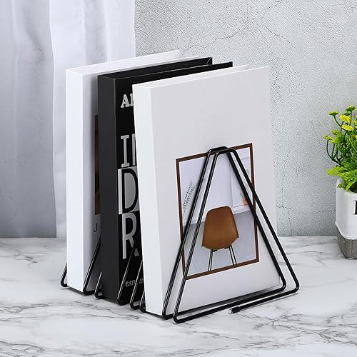 Miniatura 5 de YOKIVE 2 soportes para archivos de escritorio, estante triangular para revistas, guardar libros, ideal para oficina y escritorio en casa (negro, 7