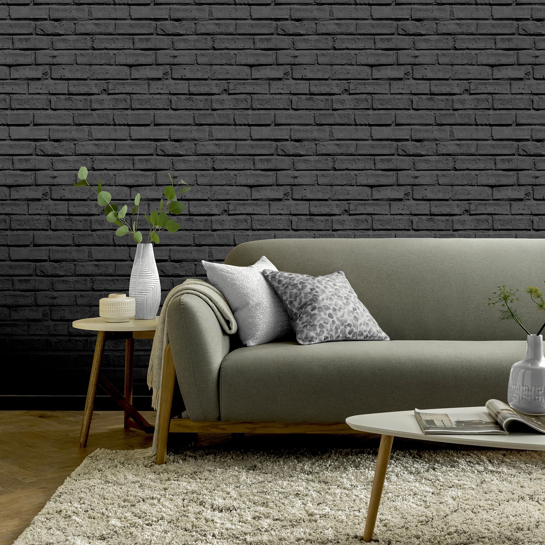 Arthouse 623007 Black Brick Wallpaper : Amazon.in: Home