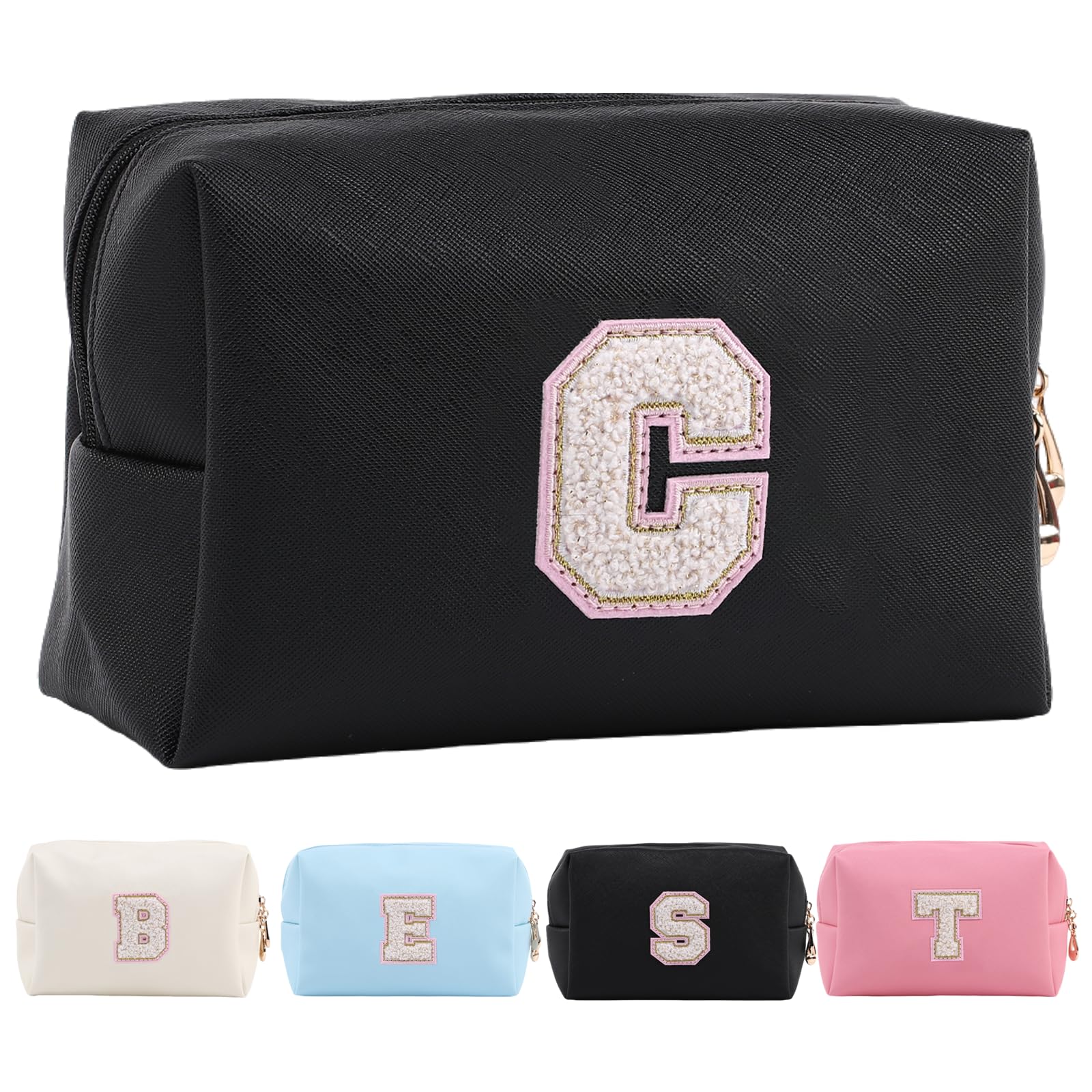 Personalized Makeup Bag,Waterproof Travel Makeup Pouch Cosmetic Bag Birthday Gift for Women Mom，Bride Bridesmaid Cosmetic Bag A-Z — view 88
