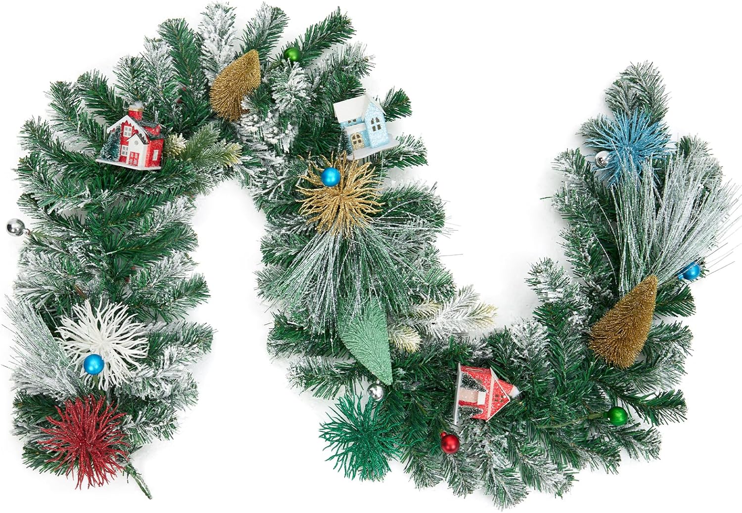 Christmas Garland for Mantle, 6 Ft Realistic Artificial Pine Greenery Garlands for Christmas Holiday Mantle Fireplace Table Home Decor, Xmas Door Garland Waterproof Green - Christmas Village