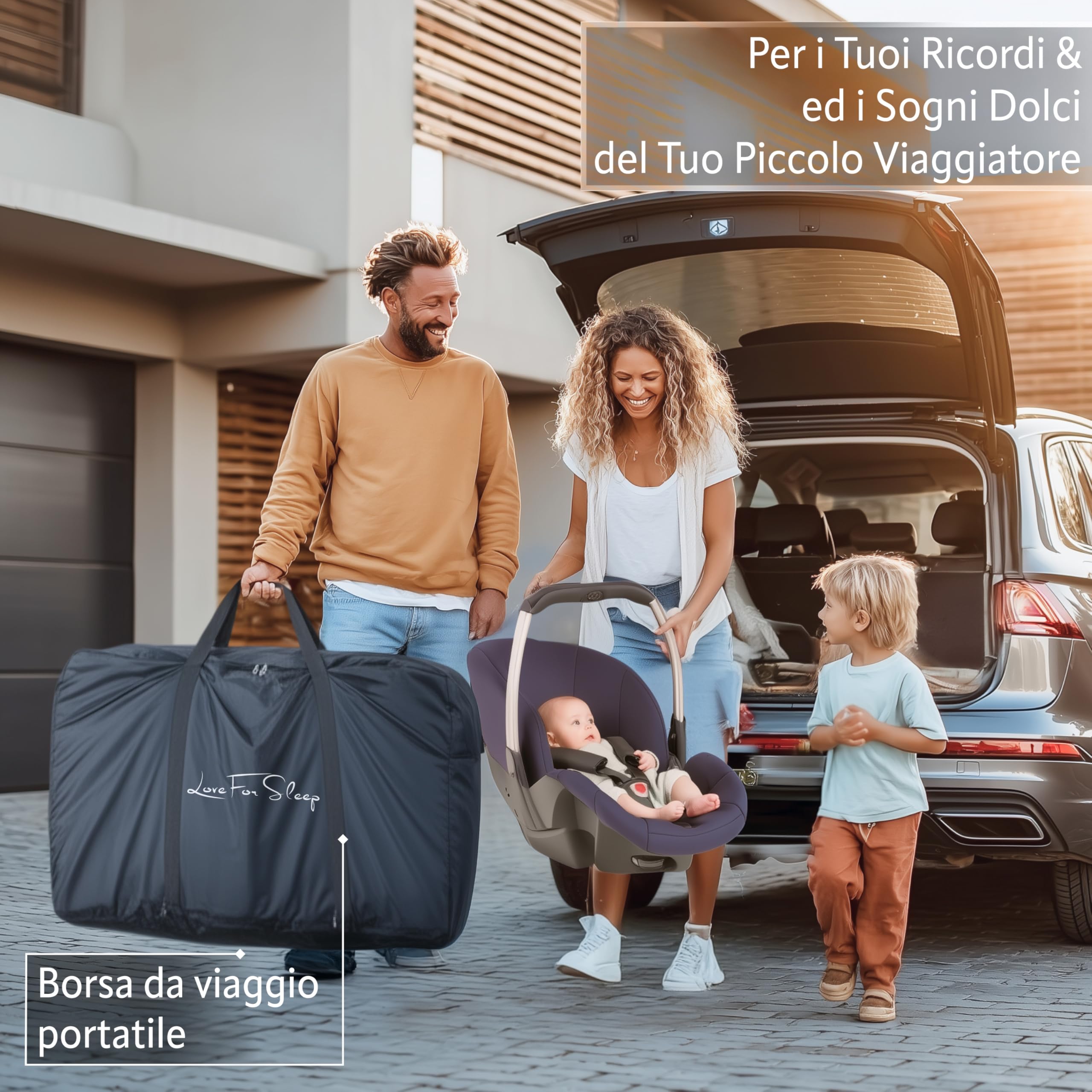 Love For Sleep SnooBee Culla Neonato Co-Sleeping Regolabile in Altezza – Lettino Next To Me con Materasso, 6 Livelli, Ruote con Freno, Mesh Traspirante, Zanzariera, Pieghevole con Borsa (0–6 mesi)