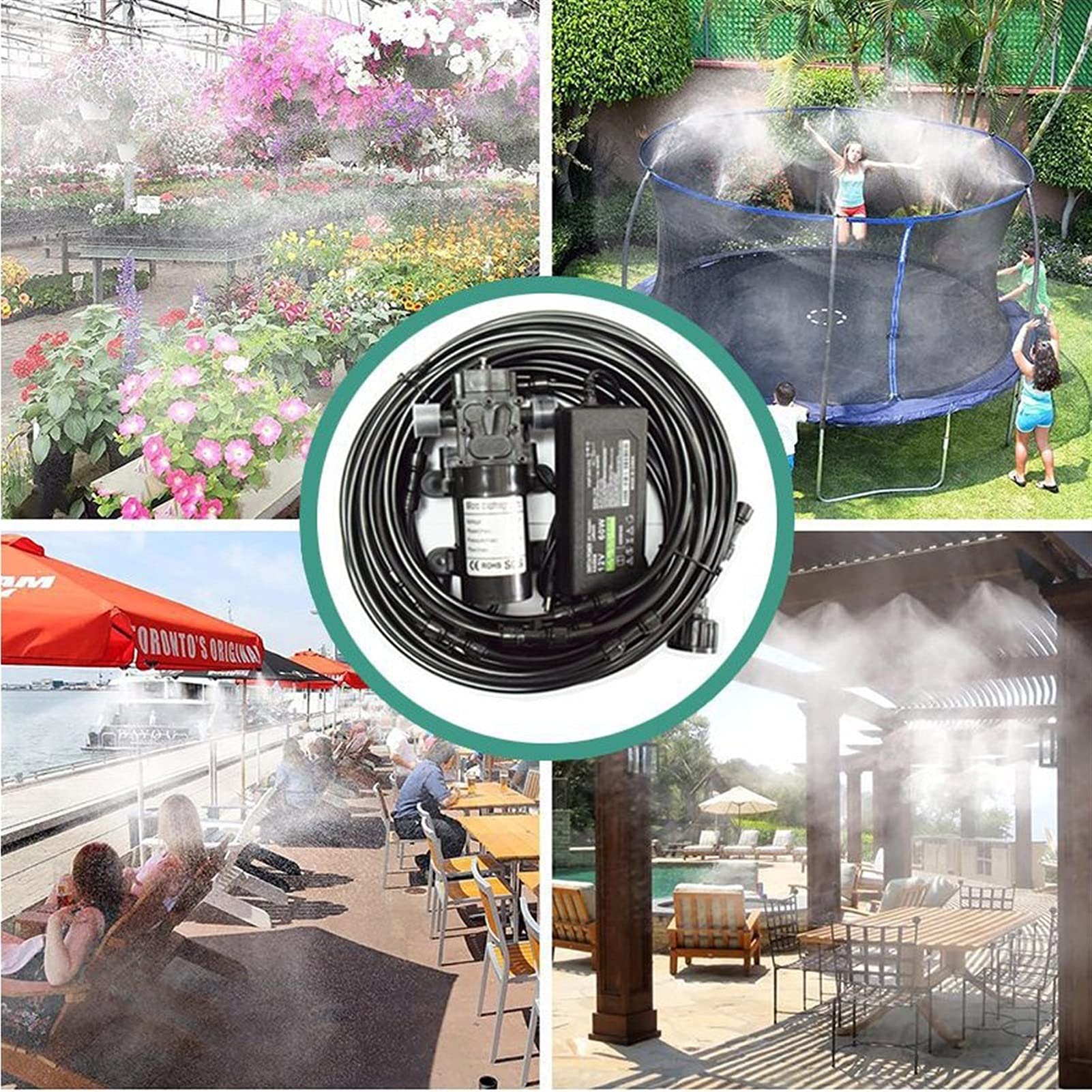 Kit de Sistema de Enfriamiento por Nebulización con 24v Bomba con Temporizador Digital, Sistema de Nebulizacion para Exteriores Terrazas Jardín Patio, Kits de Riego por Goteo para Césped, Flor (Size