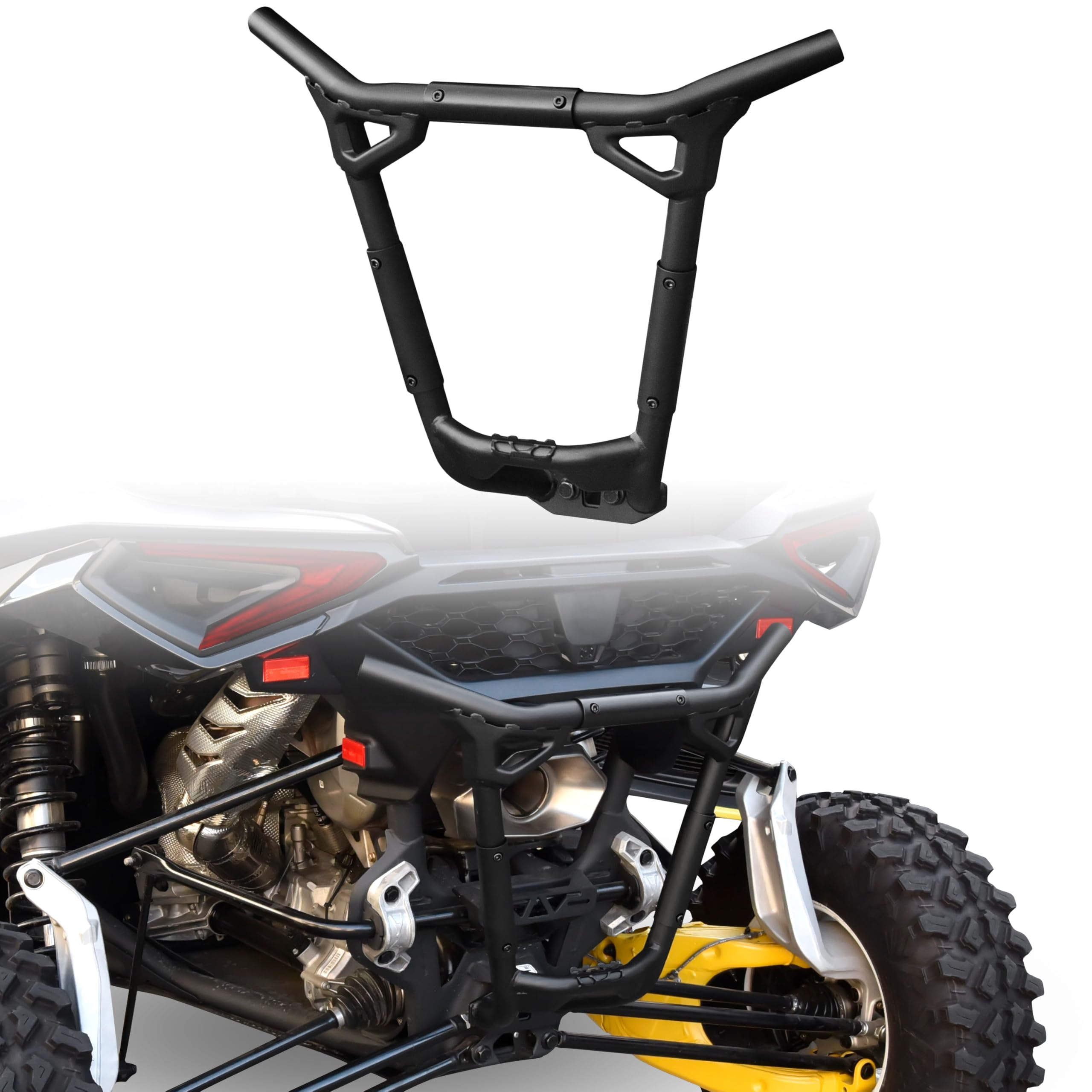 KEWISAUTO Desert Rear Bumper for Can Am Maverick R 2024+, Combined Heavy Duty Rear Brush Guard Protector Rear Pre-Runner Bumper for Can Am Maverick R