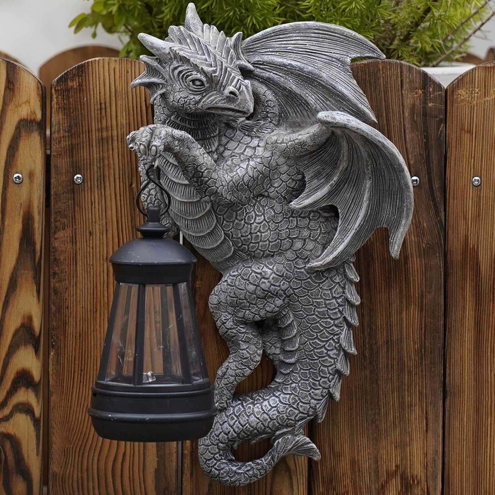 Figurina Del Drago Da Giardino - Statua Del Drago Solare | Scultura Di Draghi Unici Con Lanterna | Statue Esterne Resistenti Alle Intemperie Per Il Giardino Prato Da Patio Balcone | Regalo Di