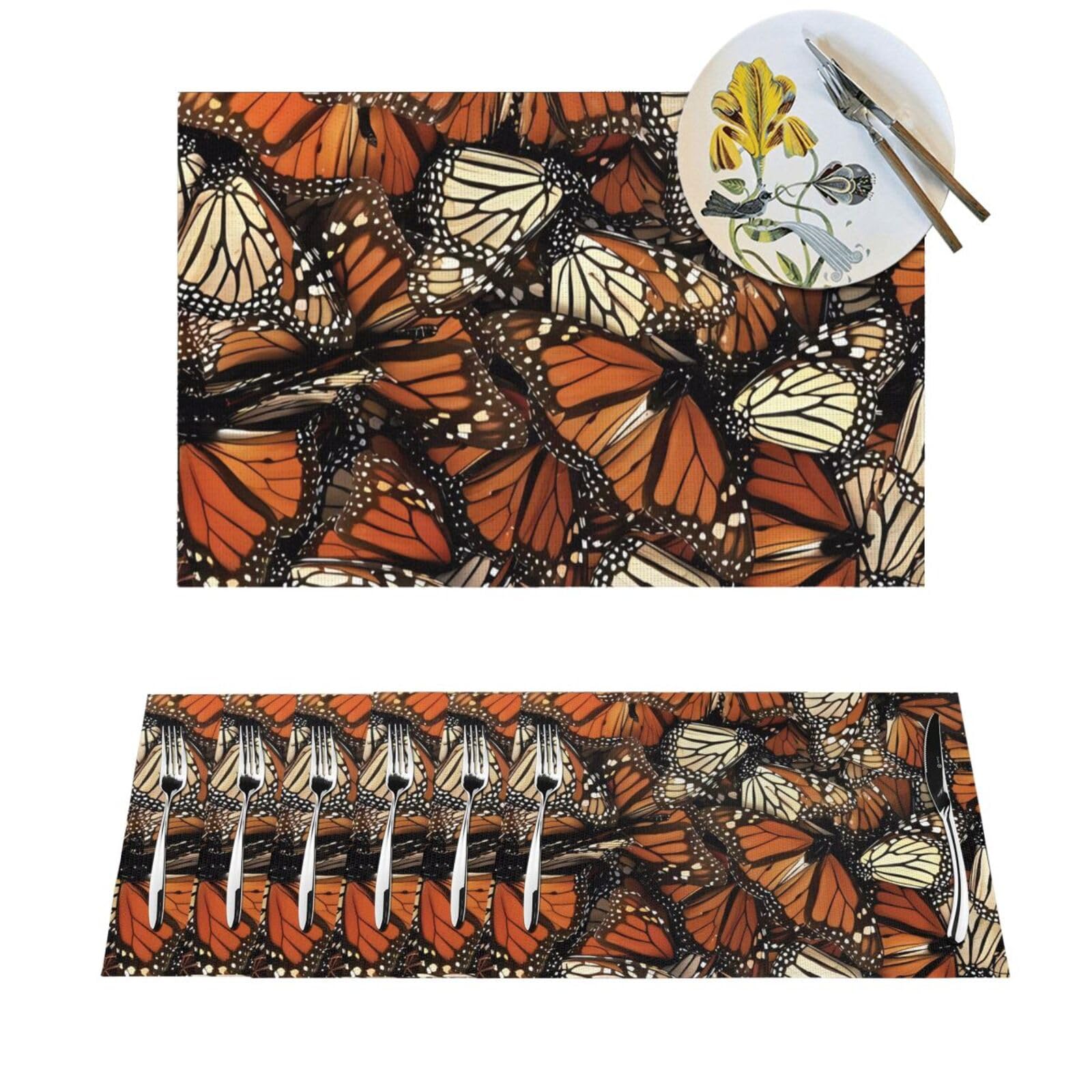 Set de table en PVC lot de 6 lavables et résistants à la chaleur 30x45 cm papillons