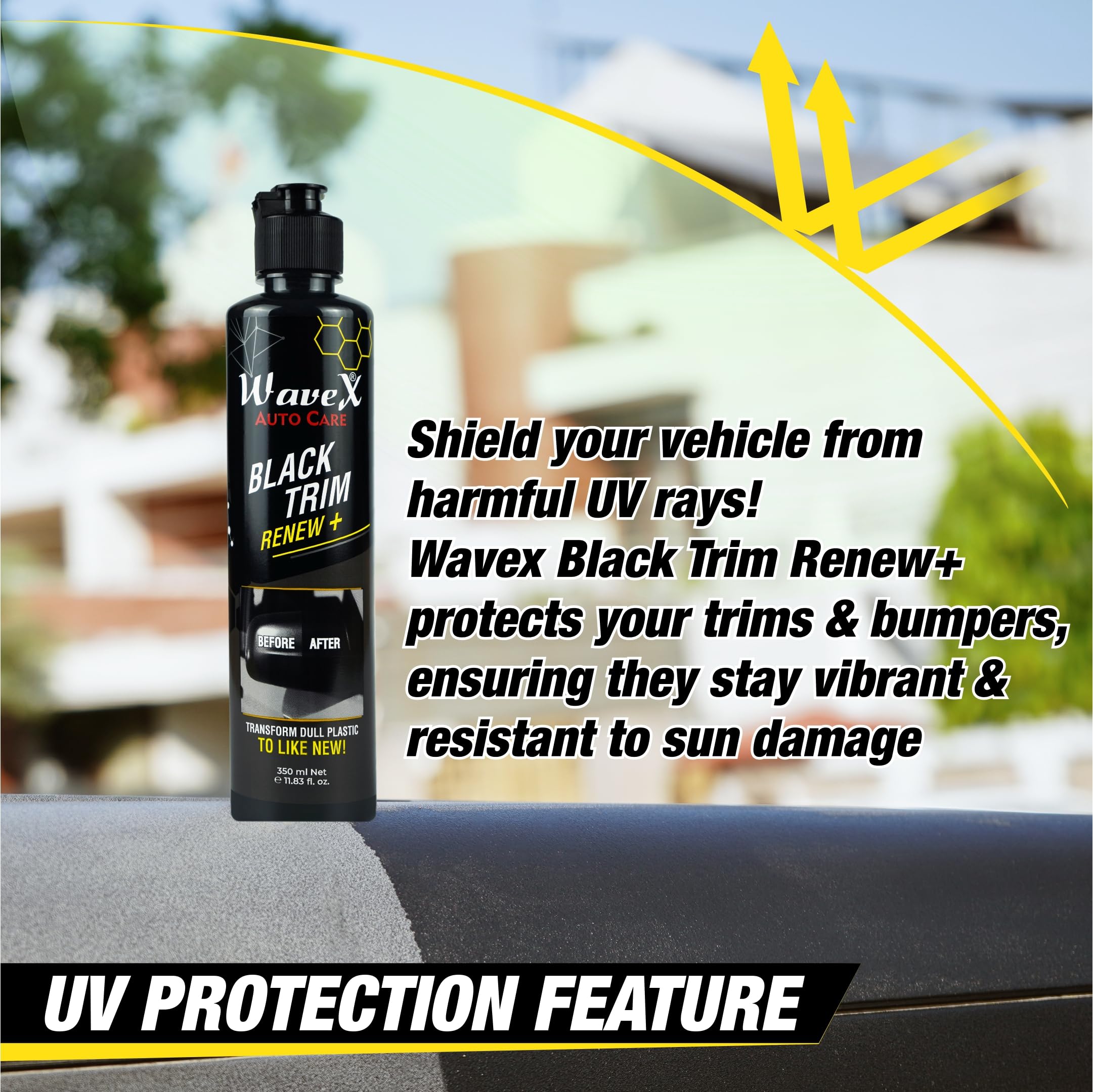 Wavex Black Trim Renew Plus | 350ml Plastic & Rubber Restorer | Revives Faded Exterior Trim & Bumpers | Long-Lasting UV Protection | Wash Resistant 2