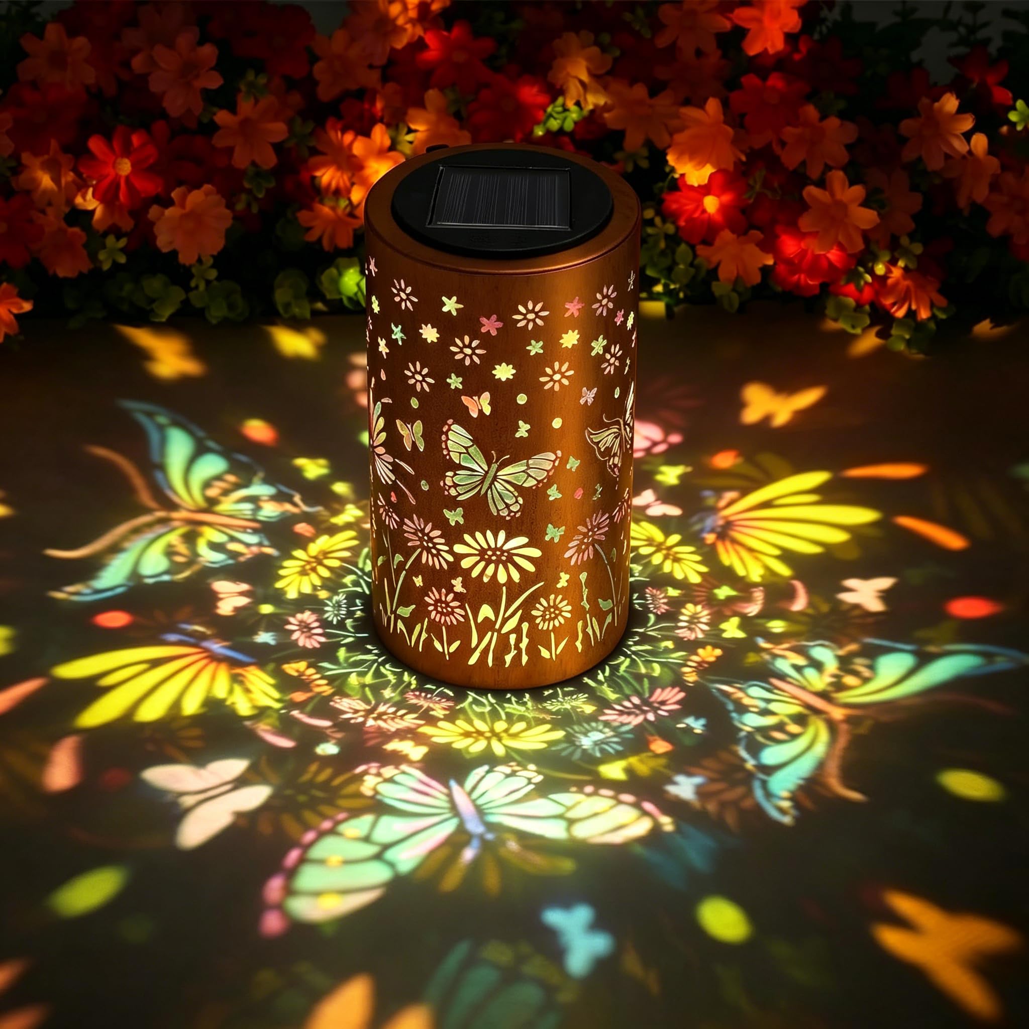Butterfly Solar Lanterns Outdoor Waterproof,QIANSSE Metal Hanging Garden Decorations Ornaments Solar Powered Garden Gifts for Women Mom Grandma Perfect for Yard Patio Backyard Porch