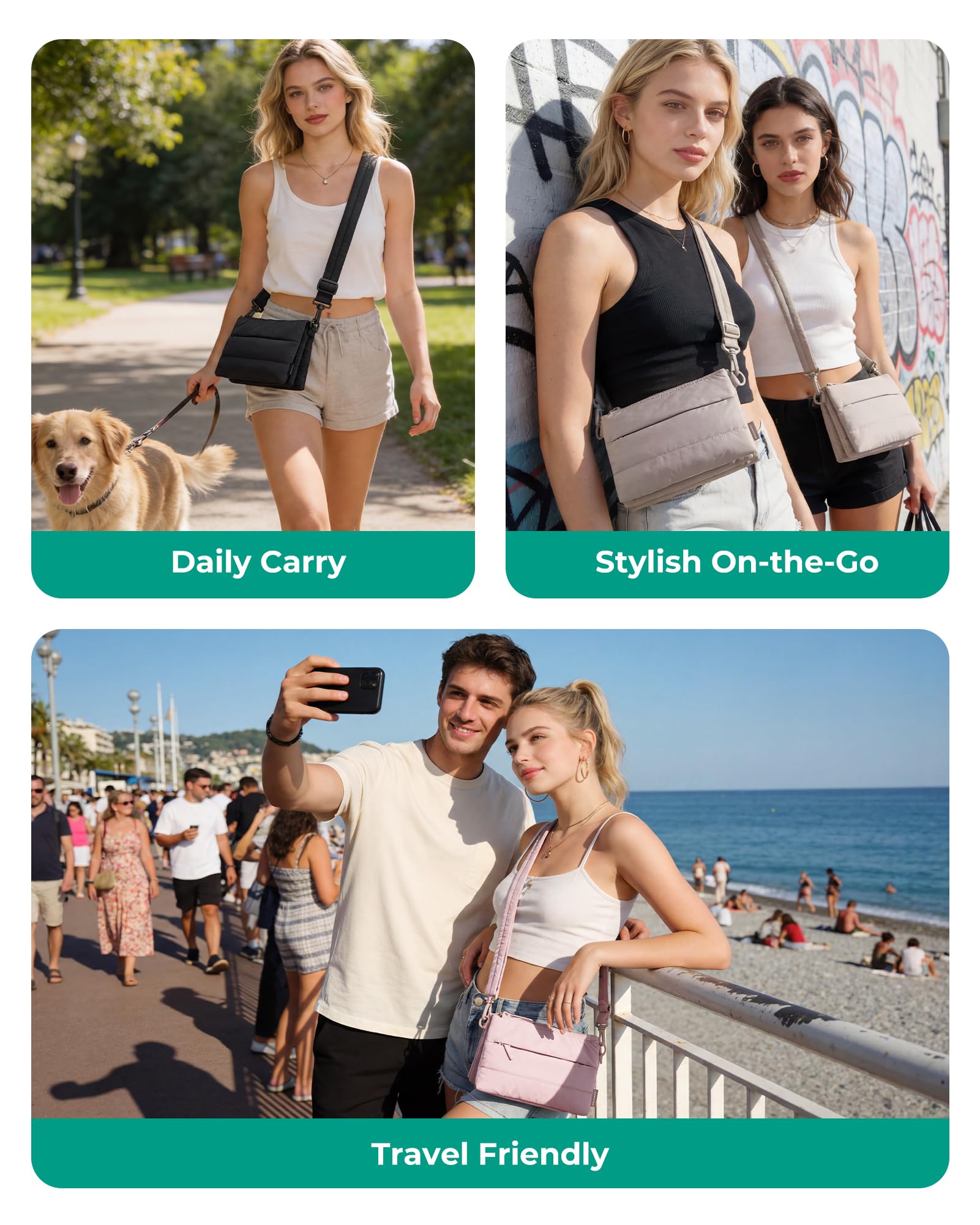 The BAGSMART Cross Body Purse offers a puffy design and ample storage for daily essentials.