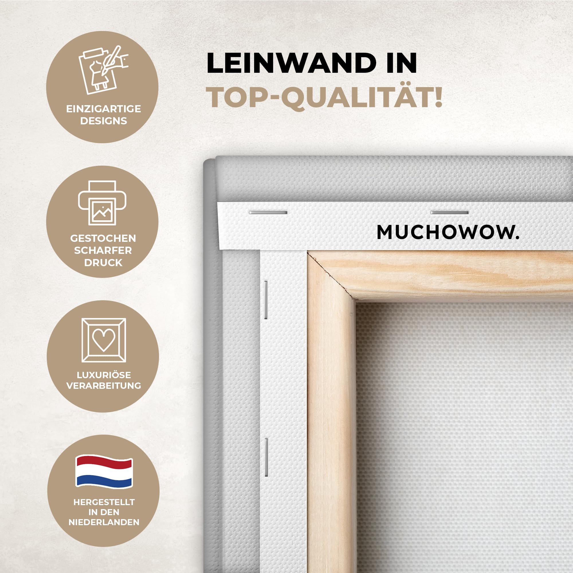 MuchoWow Bild auf Leinwand 120x80 cm XXL Wanddeko Highland Cow Schottisches Hochlandrind