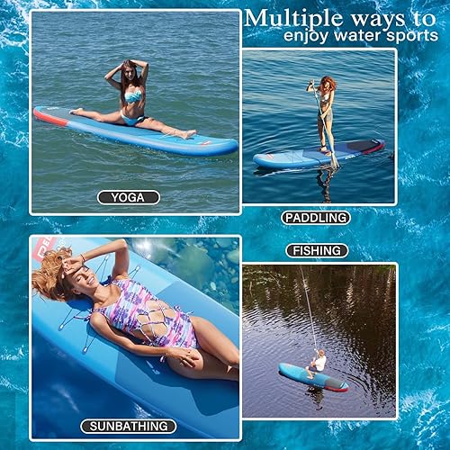 Miniatura 3 de Inflatable Stand Up Paddle Board with SUP Accessories & Backpack. Paddle Boards for Adults. Non-Slip Deck, Wide Stance, Bottom Fin, Double Action