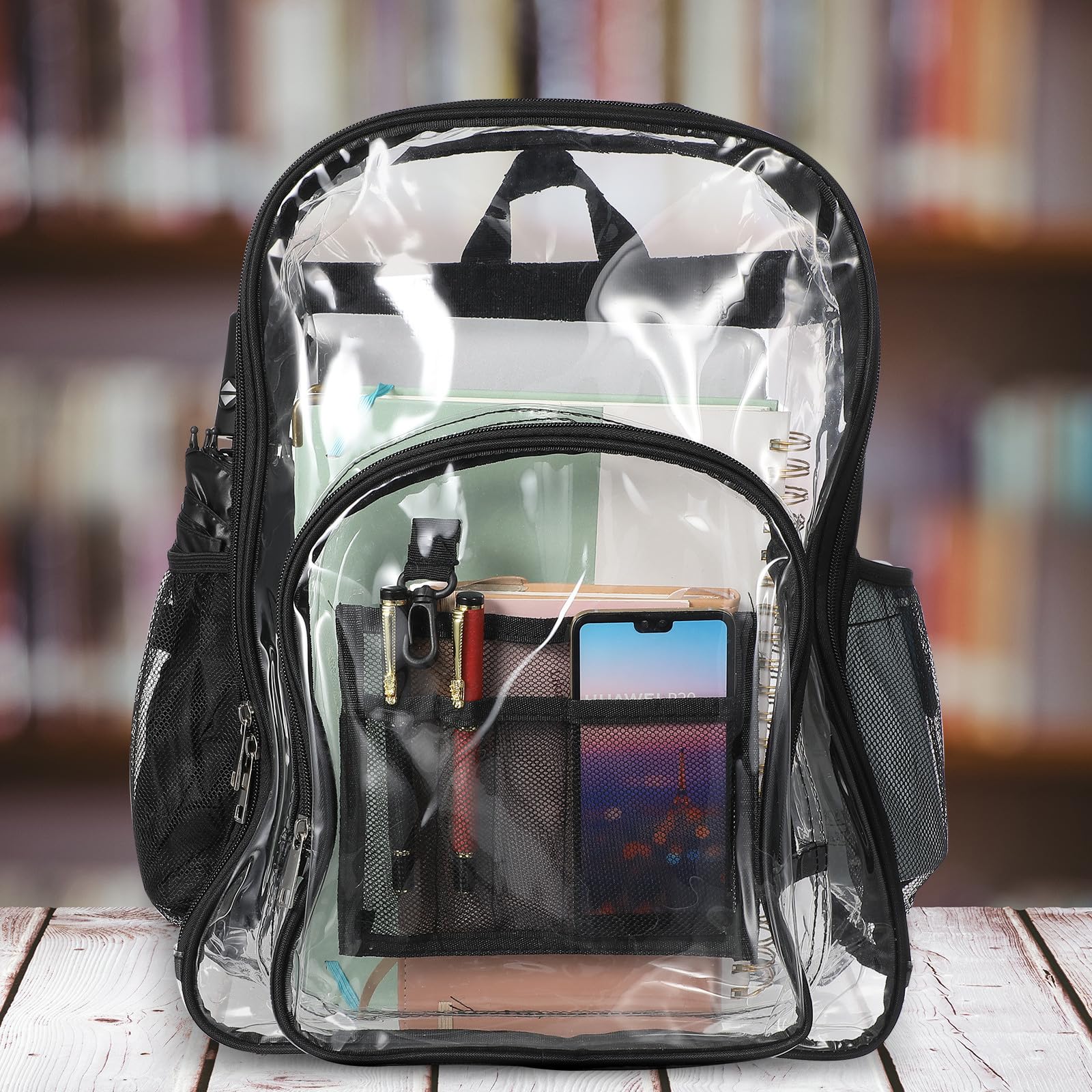 Zaino Trasparente Borsa Da Resistente Per Eventi Sportivi Scuola e Viaggi Spazioso e Organizzato Con Cinghie Ergonomiche