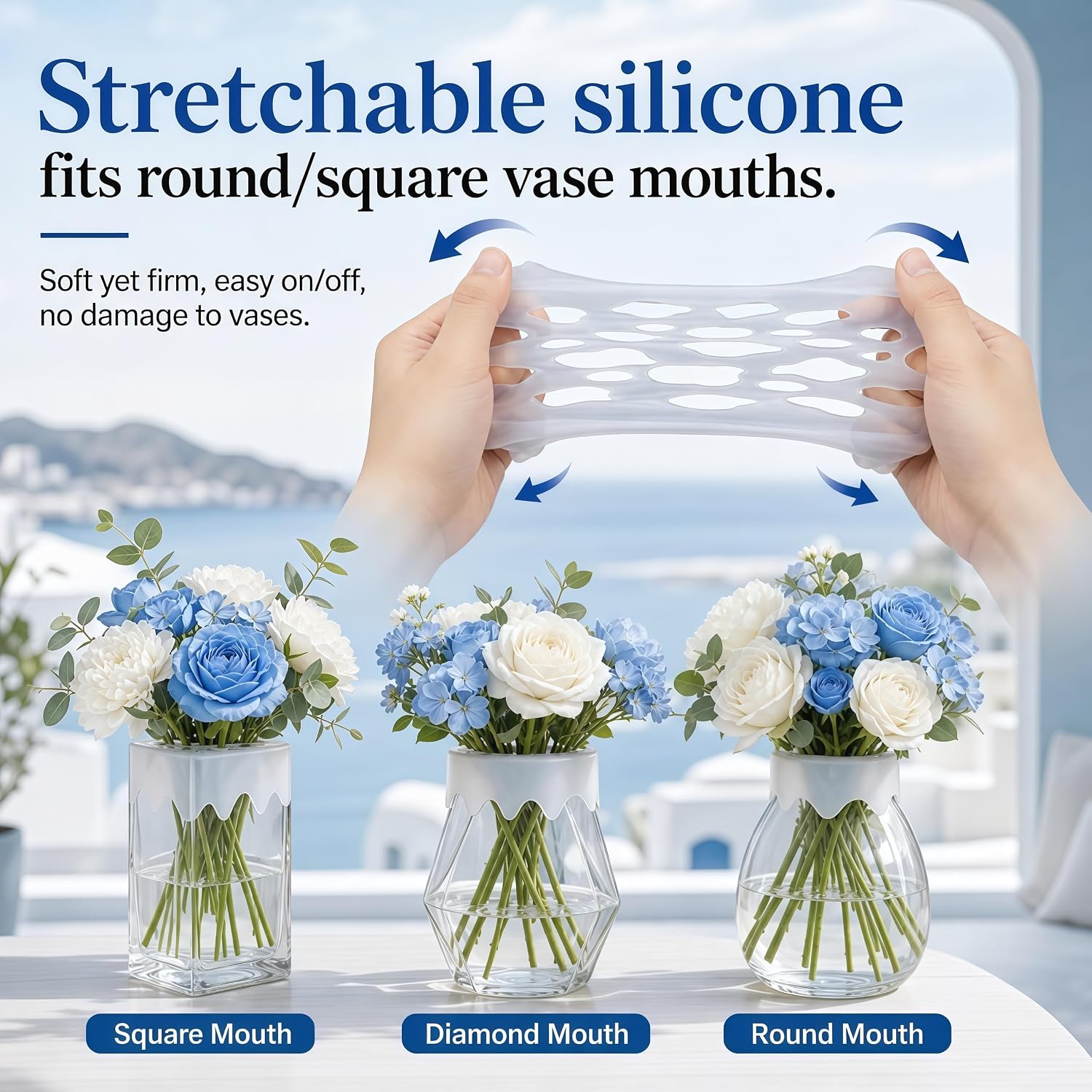 Silicone Blossom Grid Flower Arranger, Flexible Blossom Grid Floral Stem Holder for Vases, Water Proof & Reusable Flower Grid for Easy DIY Arrangements Weddings Home Decor