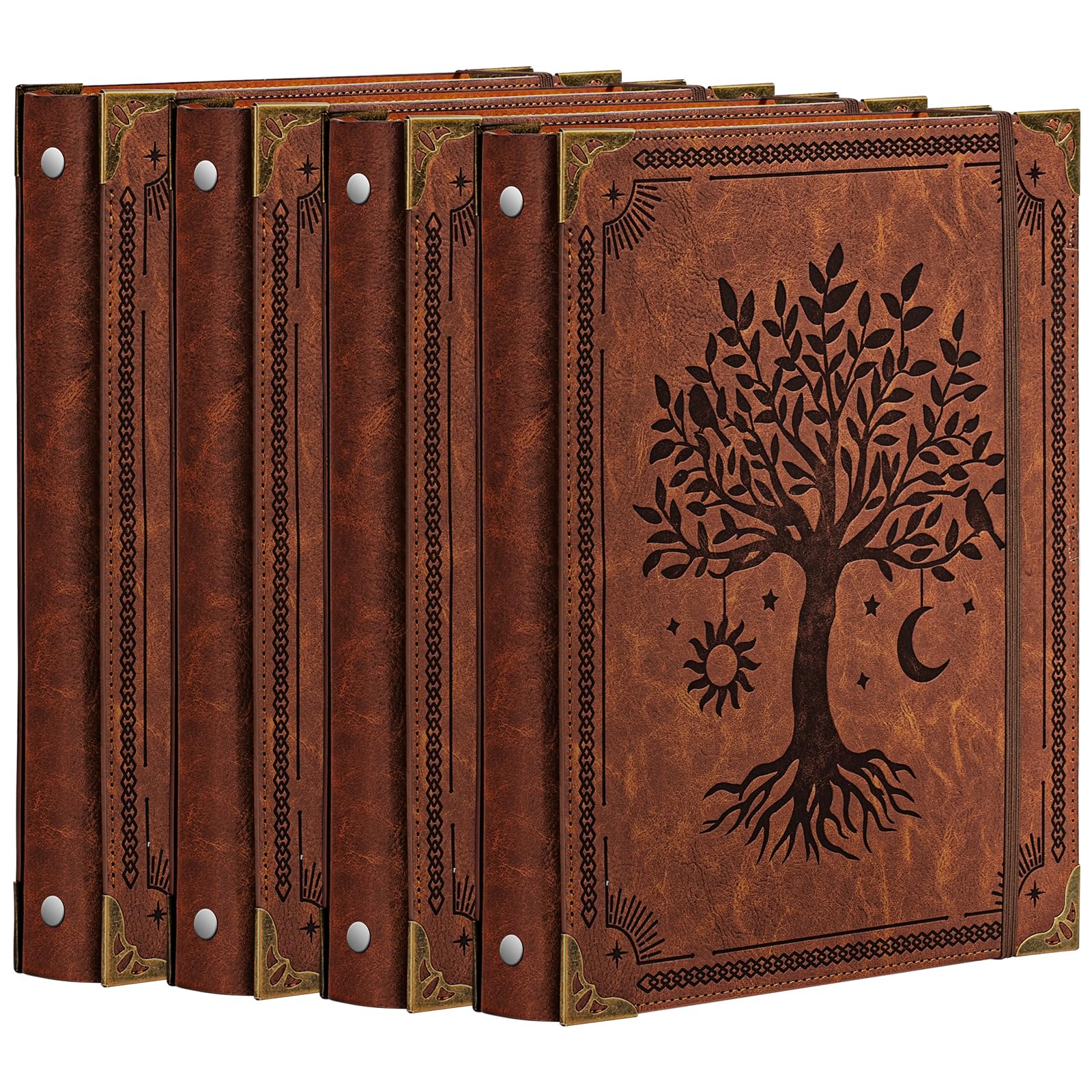 4 Pcs Ovesmusl Leather 3 Ring Binder Fits 8.5"x11" Letter Size Paper, 1 Inch Round Ring Binder Holds 200 Sheets, Notebook Cover Loose Leaf Organizer, Brown — image 1