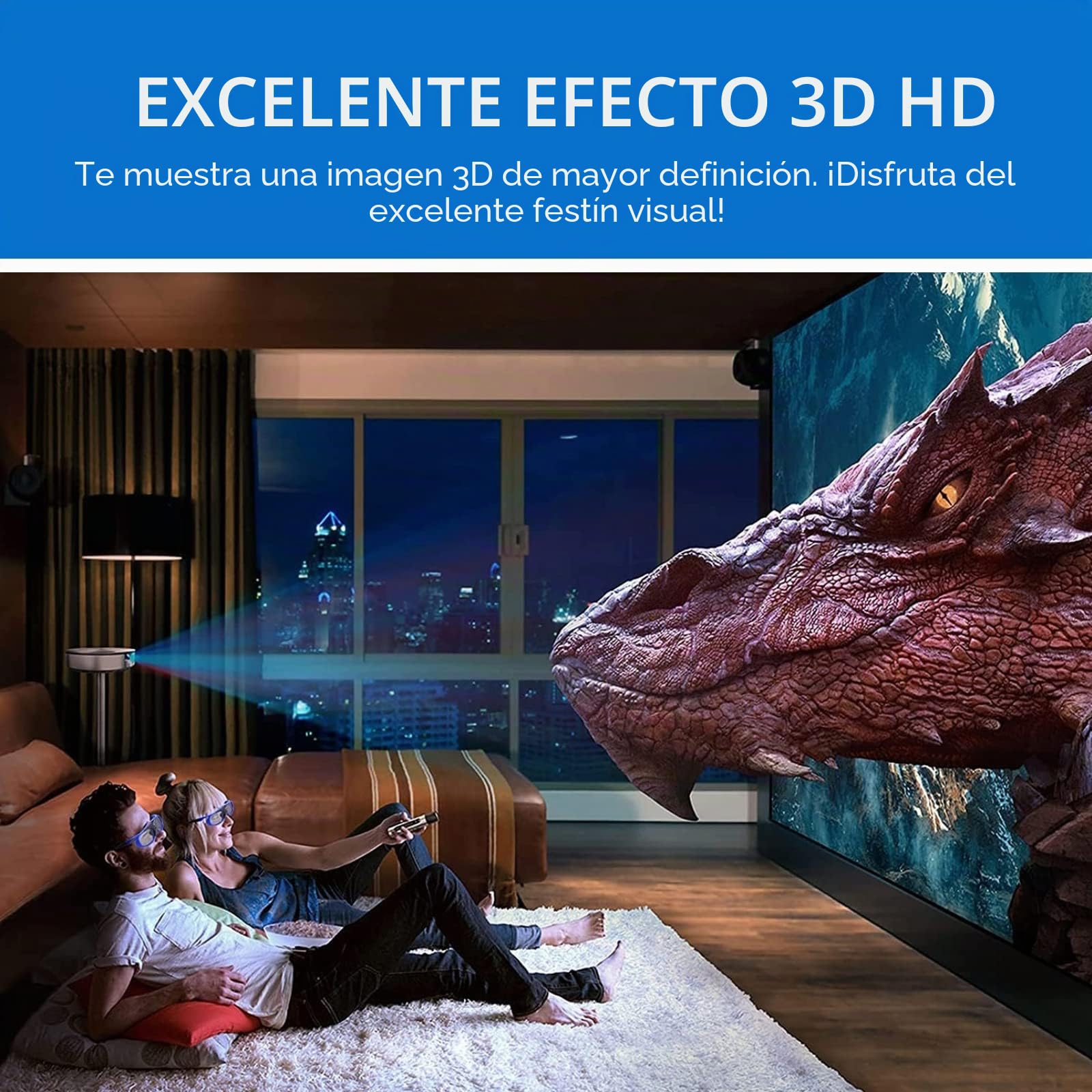 Gafas 3D DLP Link, Gafas de Obturador Activo Recargables de 144 Hz para Todos los Proyectores 3D DLP Link, para XGIMI ZX4 H1, para JMGo G1 G3 X1, para BenQ, para Acer, para Optoma, para Hitachi, Etc.