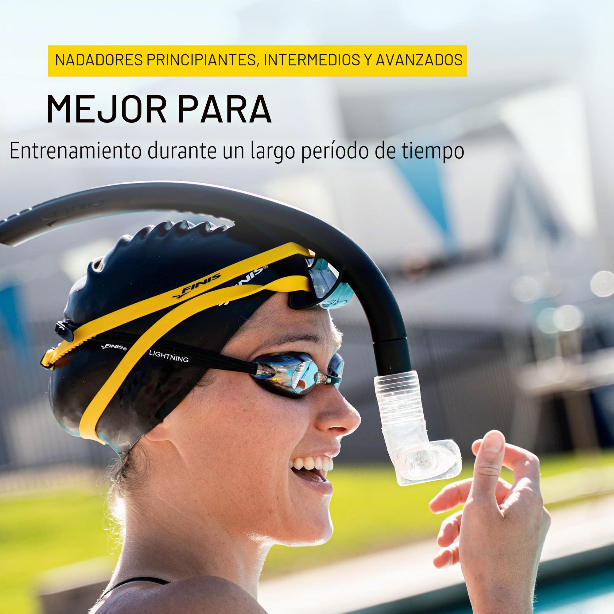 Finis Snorkel de Estabilidad para Nadadores - Sin Soporte - Snorkel de Entrenamiento de Natación Frontal - Ajuste Ajustable - Boquilla de Silicona