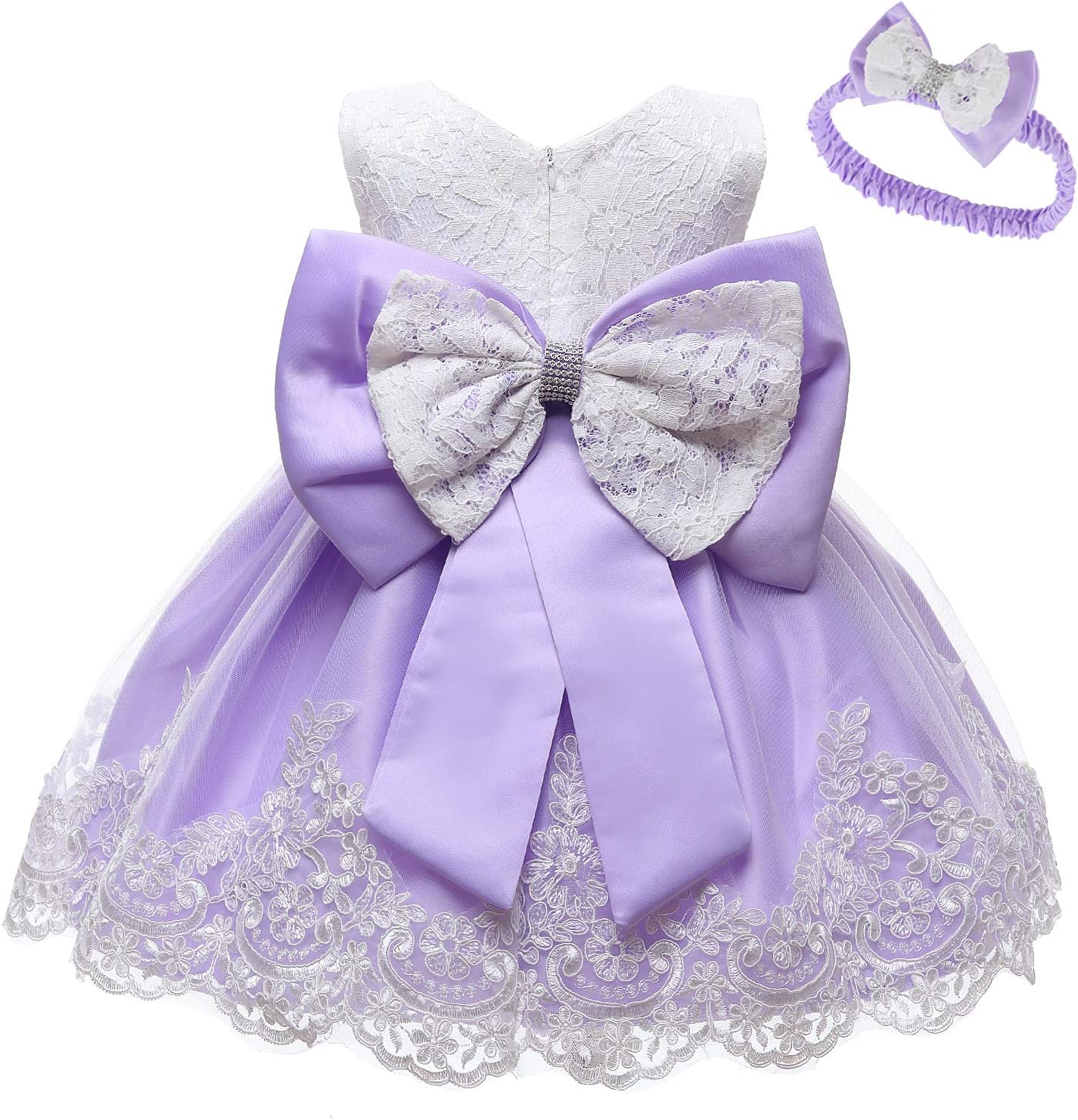 LZH Baby Girls Lace Dress Bowknot Flower Dresses Wedding Pageant Baptism Christening Tutu Gown 0-24 Months