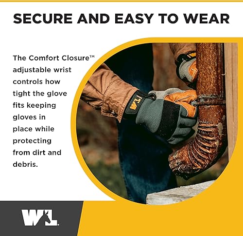 Miniatura 4 de Wells Lamont Guantes de trabajo de elastano híbridos de piel resistente para hombre, XL (3236XL), gris