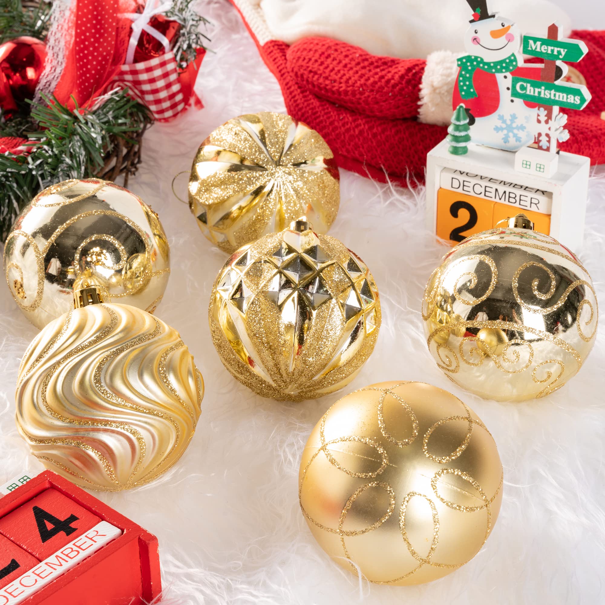 Adornos de Navidad – Juego de 16 adornos de bolas de Navidad, varios adornos de Navidad inastillables brillantes para árbol de Navidad, decoración de árbol de Navidad para vacaciones de Navidad