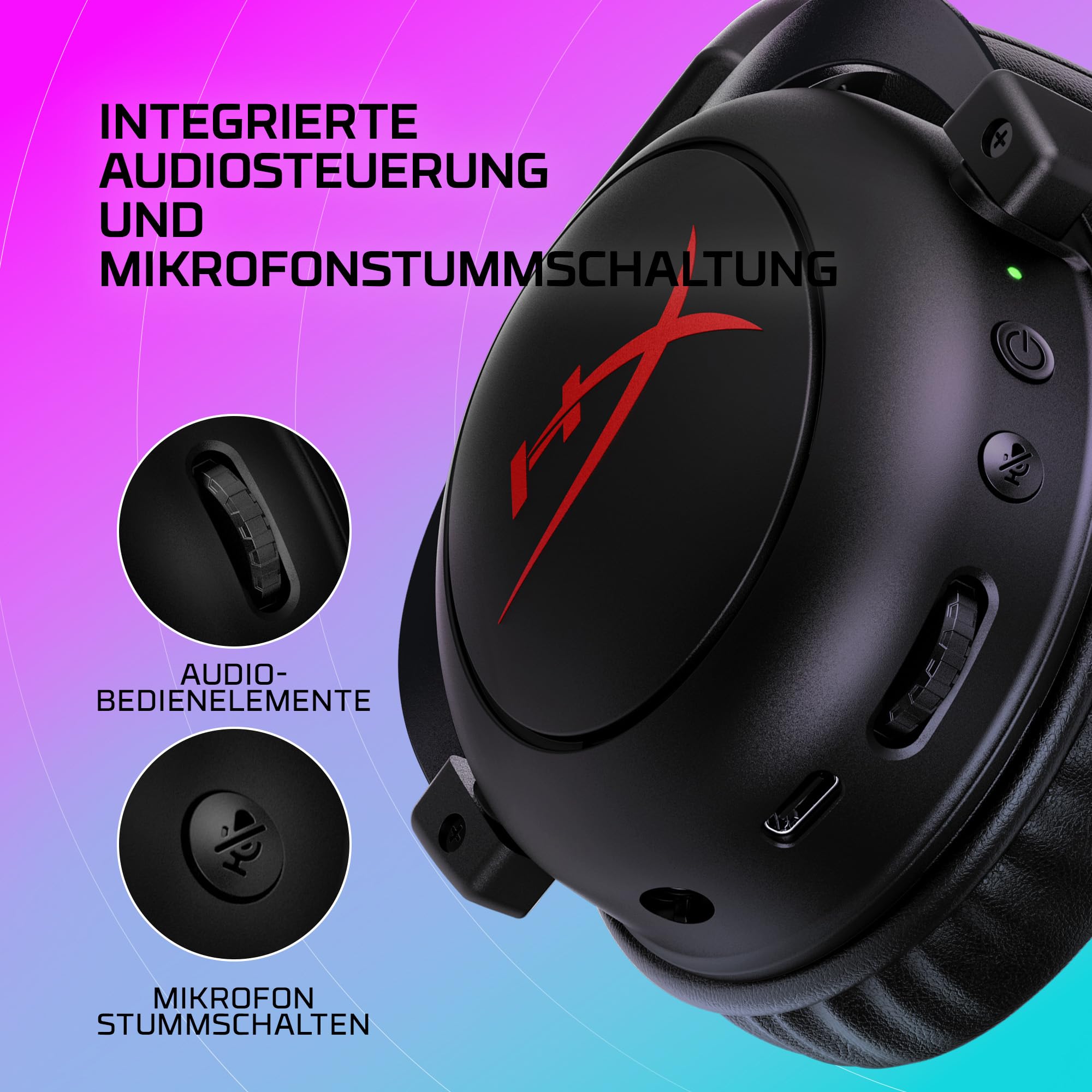 HyperX Cloud II Core Wireless Gaming-Headset, 2,4 GHz, 80 Stunden Akkulaufzeit, DTS Headphone Surround Sound, 53-mm-Treiber, Abnehmbares Mikrofon mit Geräuschunterdrückung, PC-kompatibel, Schwarz