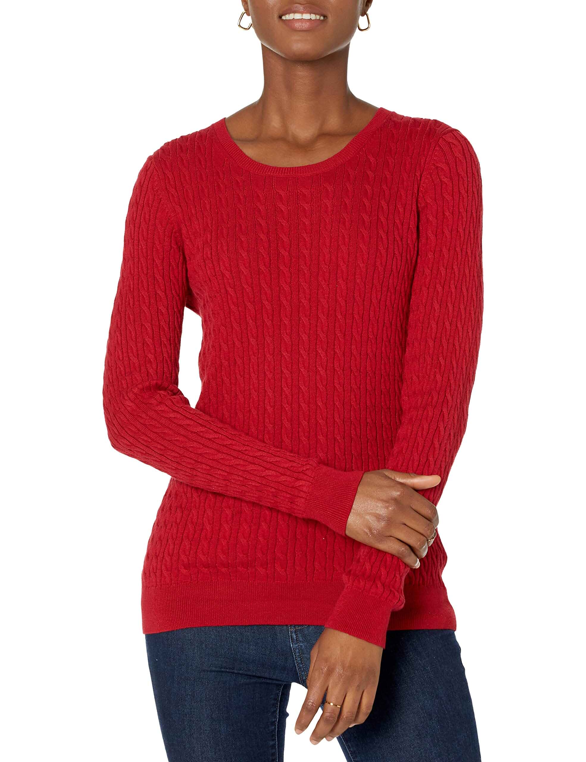 Amazon Essentials Women's Lightweight Cable Knit Crewneck Sweater, Long Sleeve (Available in Plus Size) Adult · Long Sleeve