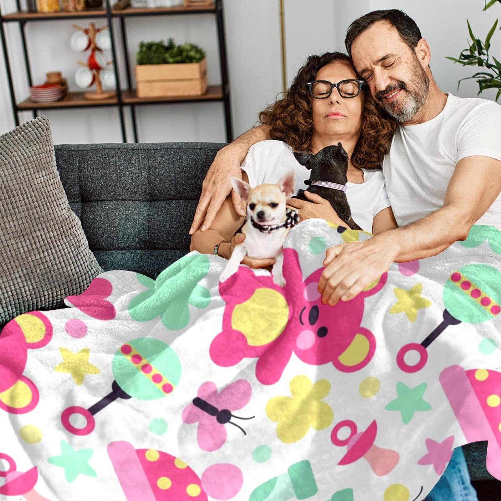 Fleece-Überwurfdecke für Couch, leicht, flauschig, Baby-Socken