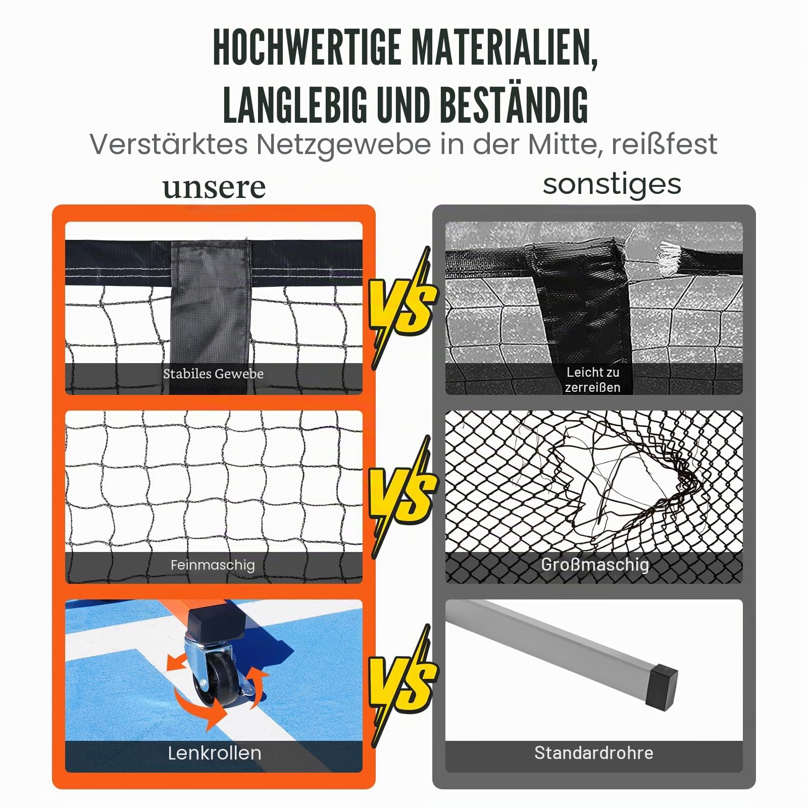 VEVOR Pickleball-Netz-Set, tragbares Pickleball-System in regulärer Größe mit Taschen, Bällen, Paddeln, Rädern und Spielfeldlinien, wetterbeständigem Metallrahmen und PE-Netz, für die Einfahrt im Hint