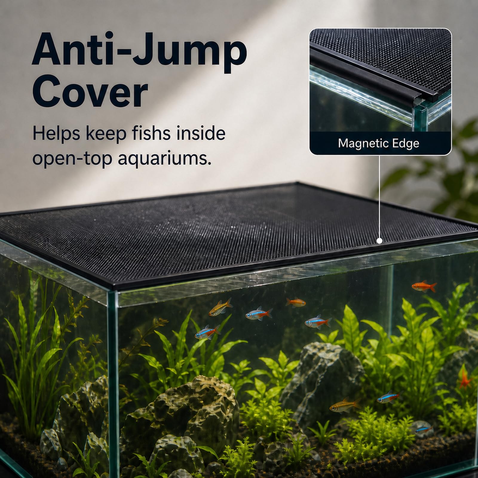 Aquariumabdeckung aus Netzgewebe,Magnetische Aquarium-Abdeckung,Fischs Aquarium Anti-Jumping Netzabdeckung,Ventilation,Zuschneidbar,für Reptilien,Schildkröten Andere Tiere