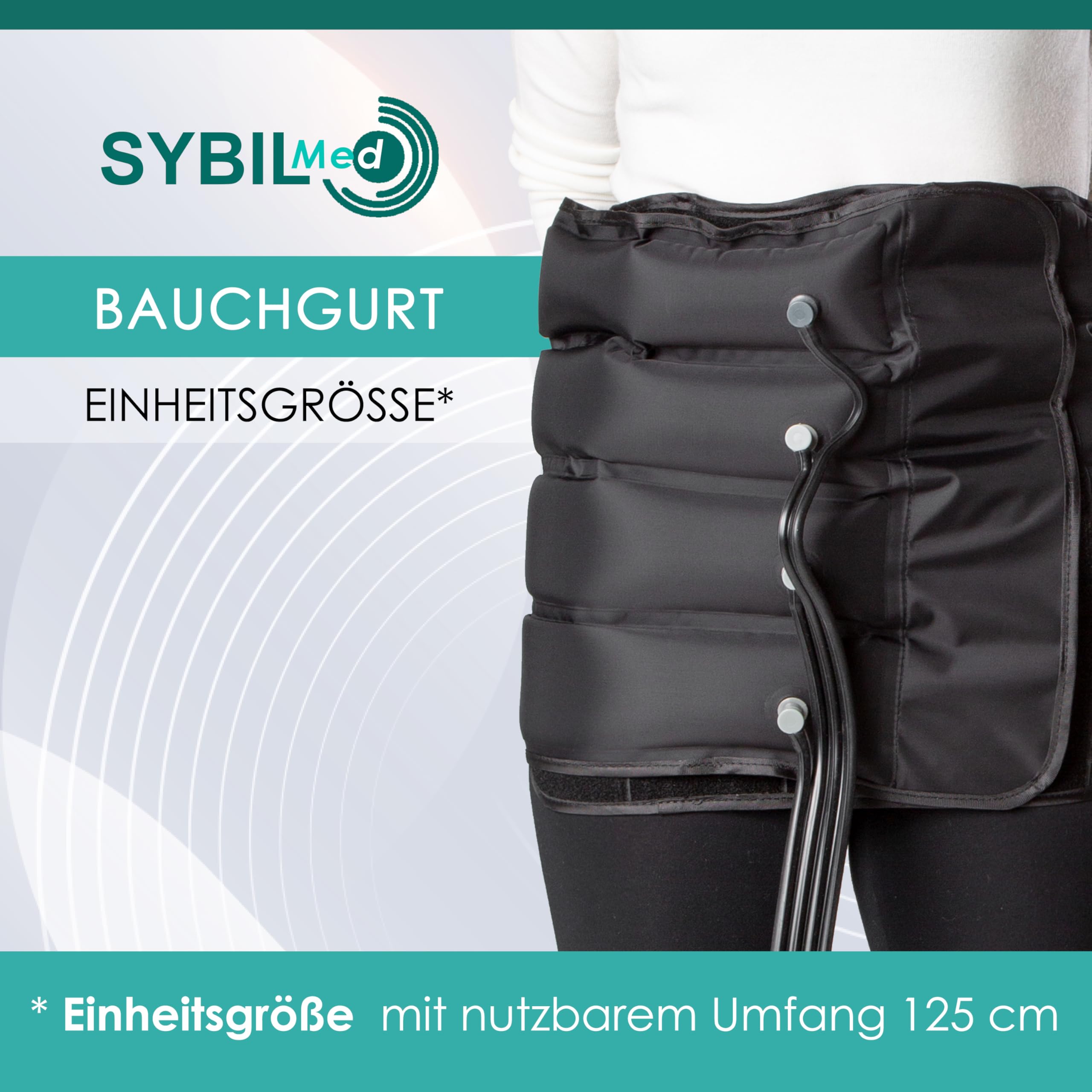 Air Power Professional Manuelle Lymphdrainage Pressotherapie, Heimpressotherapie, 4 Luftkammern mit 2 XL-Bein, Bauchband und Armband