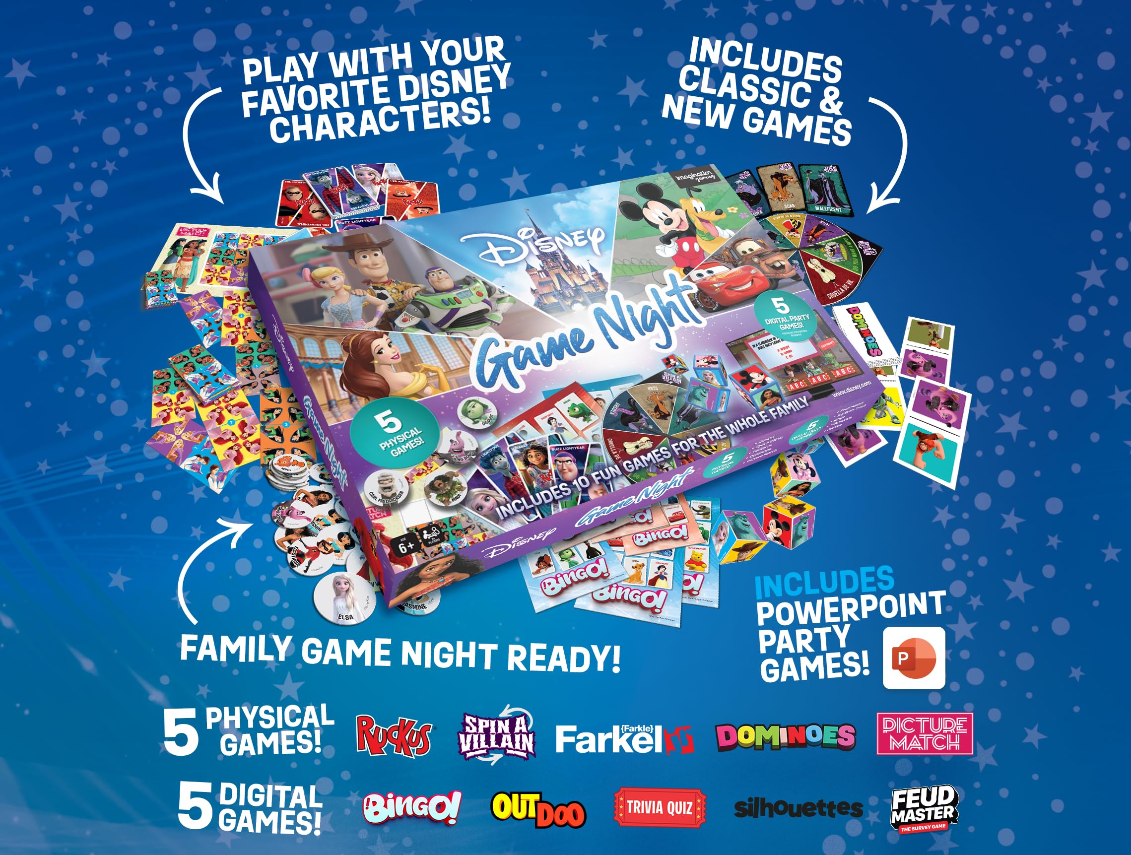 Disney Family Game Night, 10 in 1 Board Game Collection