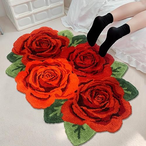 Miniatura 2 de USTIDE Alfombra esponjosa de color rosa, suave y lanudo hecha a mano, alfombra moderna, lavable, para sala de estar, lavandería, pasillo, baño, pelo