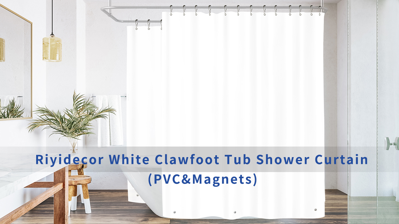 GBYcLyw Clawfoot Tub Shower Curtain - Extra Wide 180x55 Inch PEVA Liner With Magnets