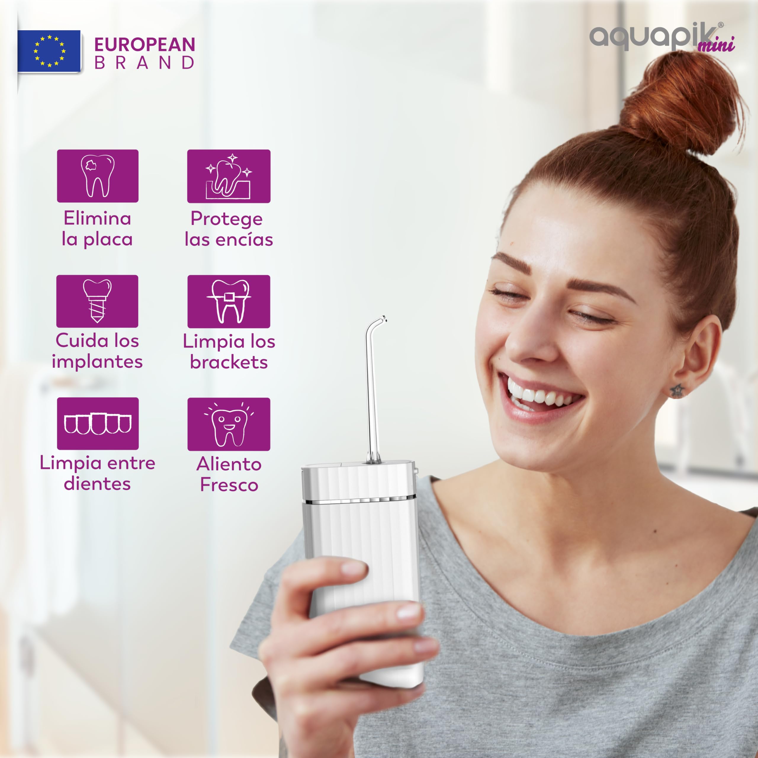 Compra Inteligente: Aquapik® Travel Irrigador dental + Aquapik® Mini en un Pack | Ahorra y Cuida Tu Salud Bucal en Casa y Viaje |Cubre diferentes necesidades bucales (Blanco)