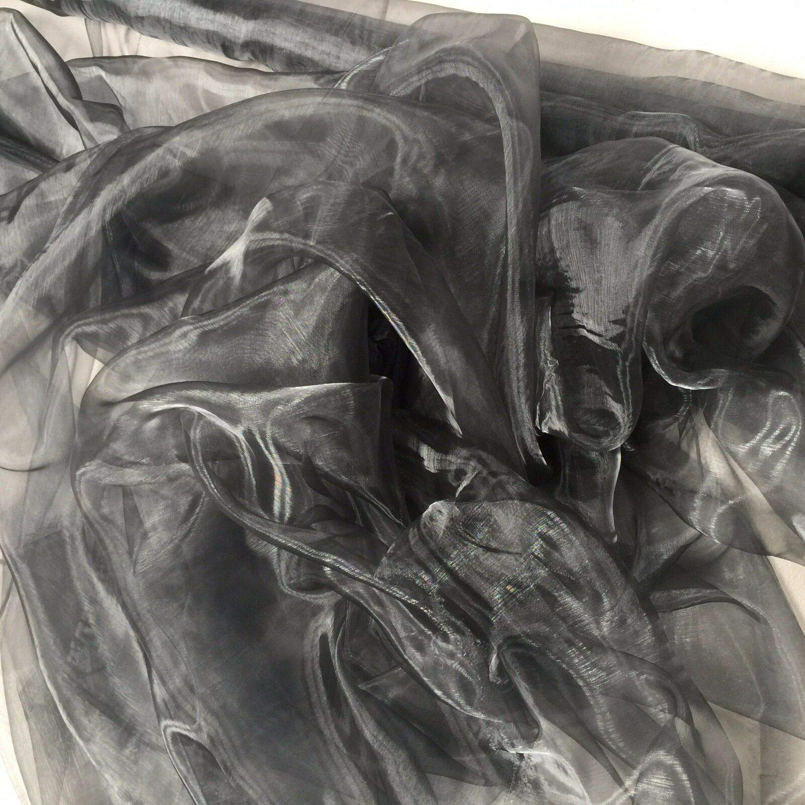 FYVIE STAR FABRICS Sheer Organza Voile Fabric Sold Per METRE Curtain Wedding Material 150cm Wide, Charcoal Grey