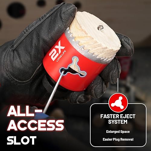 Miniatura 3 de EZARC Kit de sierra perforadora, juego de 16 piezas de sierra de agujero bimetálica con 34"-2-12" (0.748-2.520 in), mandriles, brocas, placa de