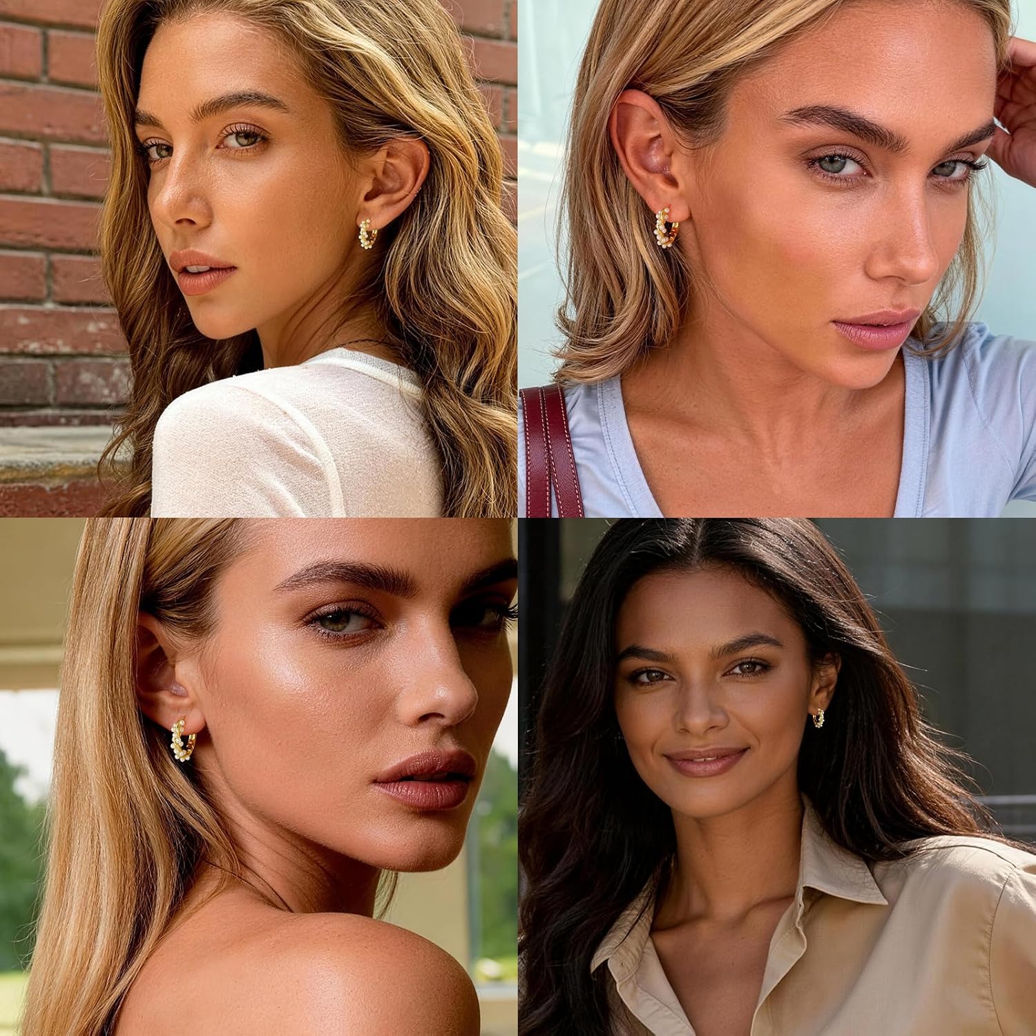 18K Gold Plated Pearl Twisted Hoop Earrings for Women 925 Sterling Silver Post Dainty Trendy Huggie Earrings Lightweight Hypoallergenic Fashion Jewelry Gift