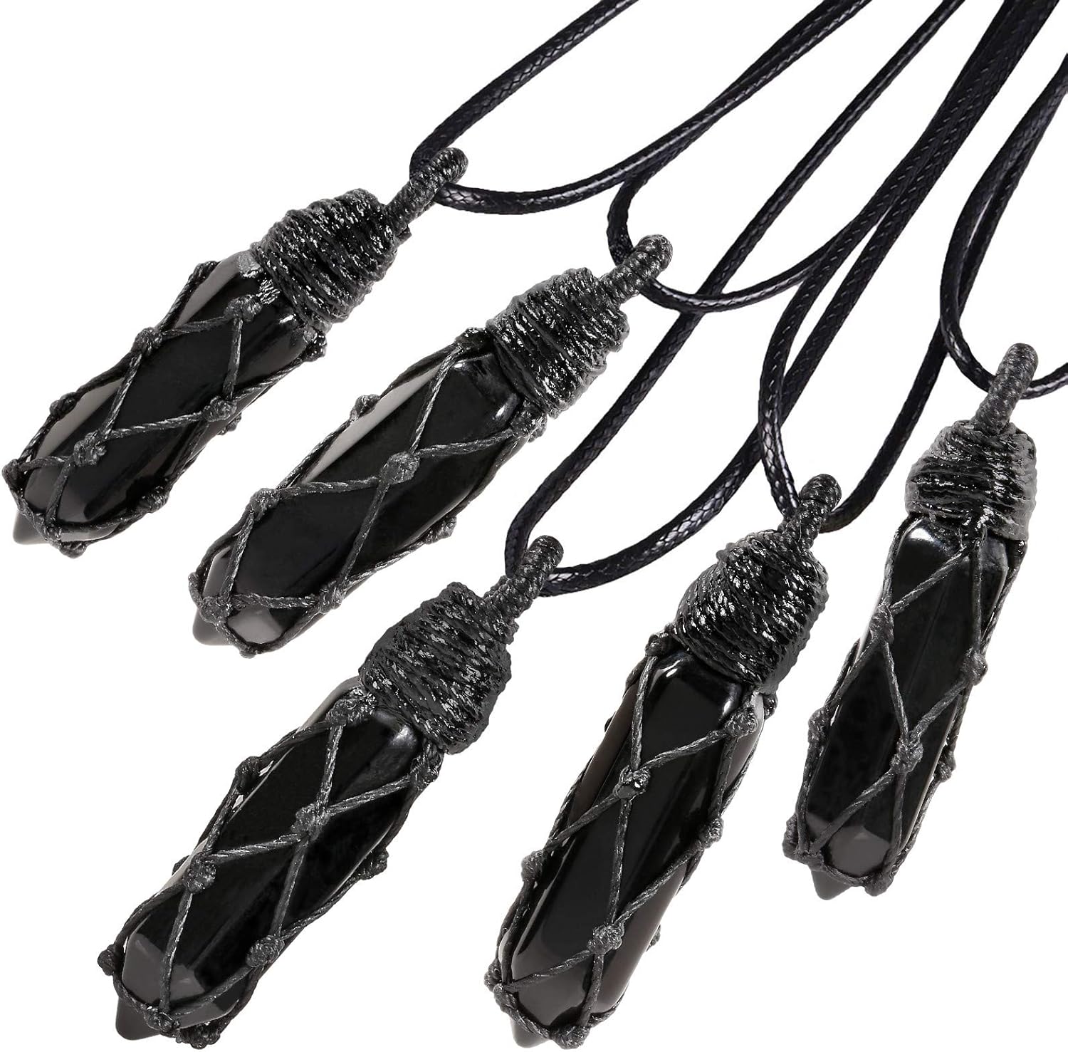 TUMBEELLUWA Hexagonal Crystal Points Pendant Necklace for Unisex Wrapped Stone Wand Pendant with Adjustable Cord - Image 6
