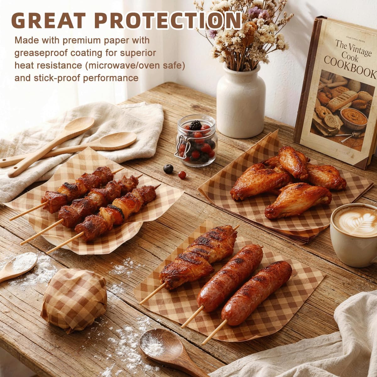 100Pcs Wax Paper Sheets 7.1x7.1" Greaseproof Paper Parchment Liners