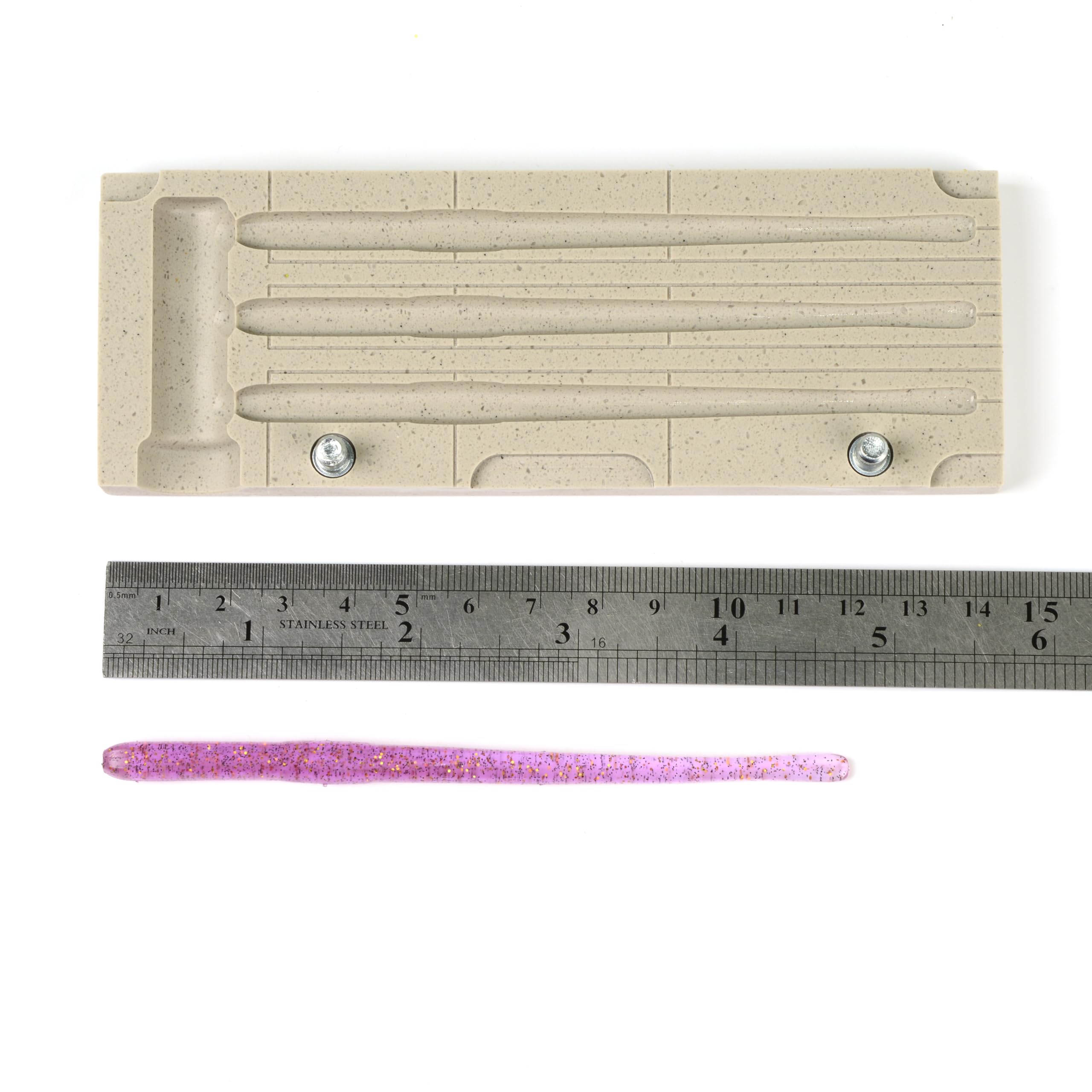 Soft Plastiс - Moldes para hacer señuelos de inyección, señuelos de pesca, gusanos de cola recta, gusanos de 4.5 pulgadas, tres cavidades