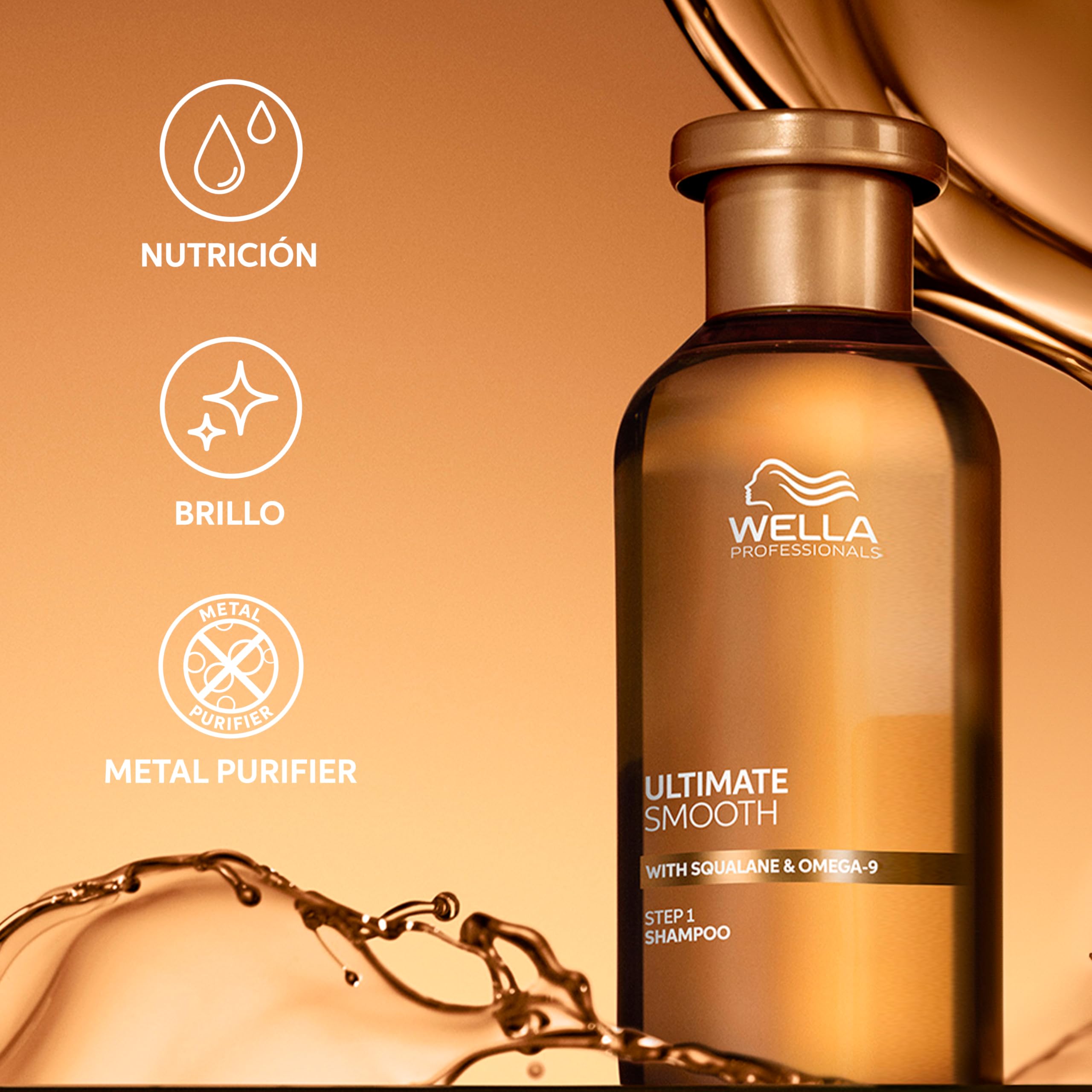 Wella Professionals Ultimate Smooth - Champú Tratamiento Hidratante para el Cabello con Escualano y Omega 9 - Cabello Seco, Apagado y Encrespado (1L)