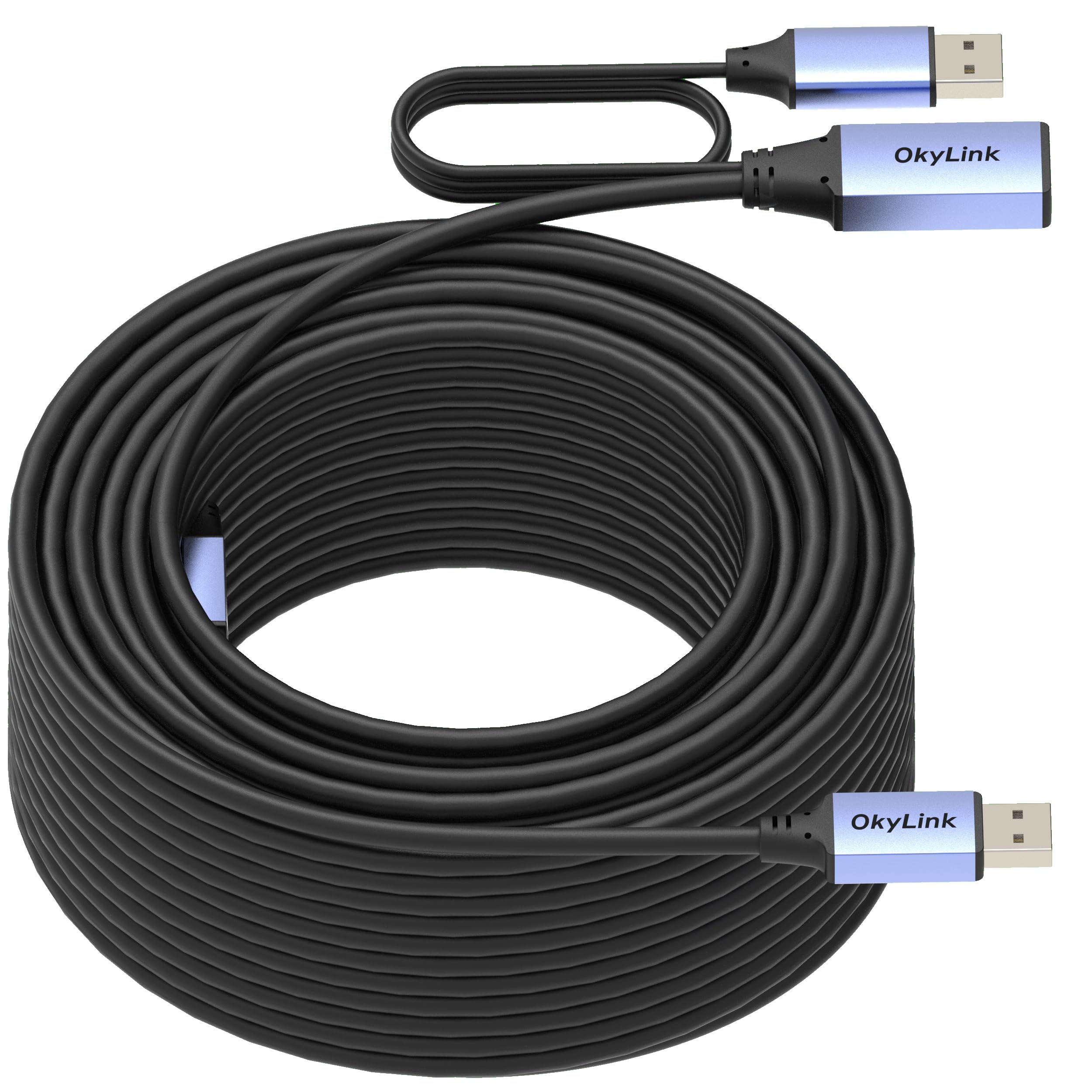 OkyLink Cable de extensión USB 2.0 activo de 30 m, macho a hembra A 480 Mbps para impresora, mouse, teclado, escáner, cámara