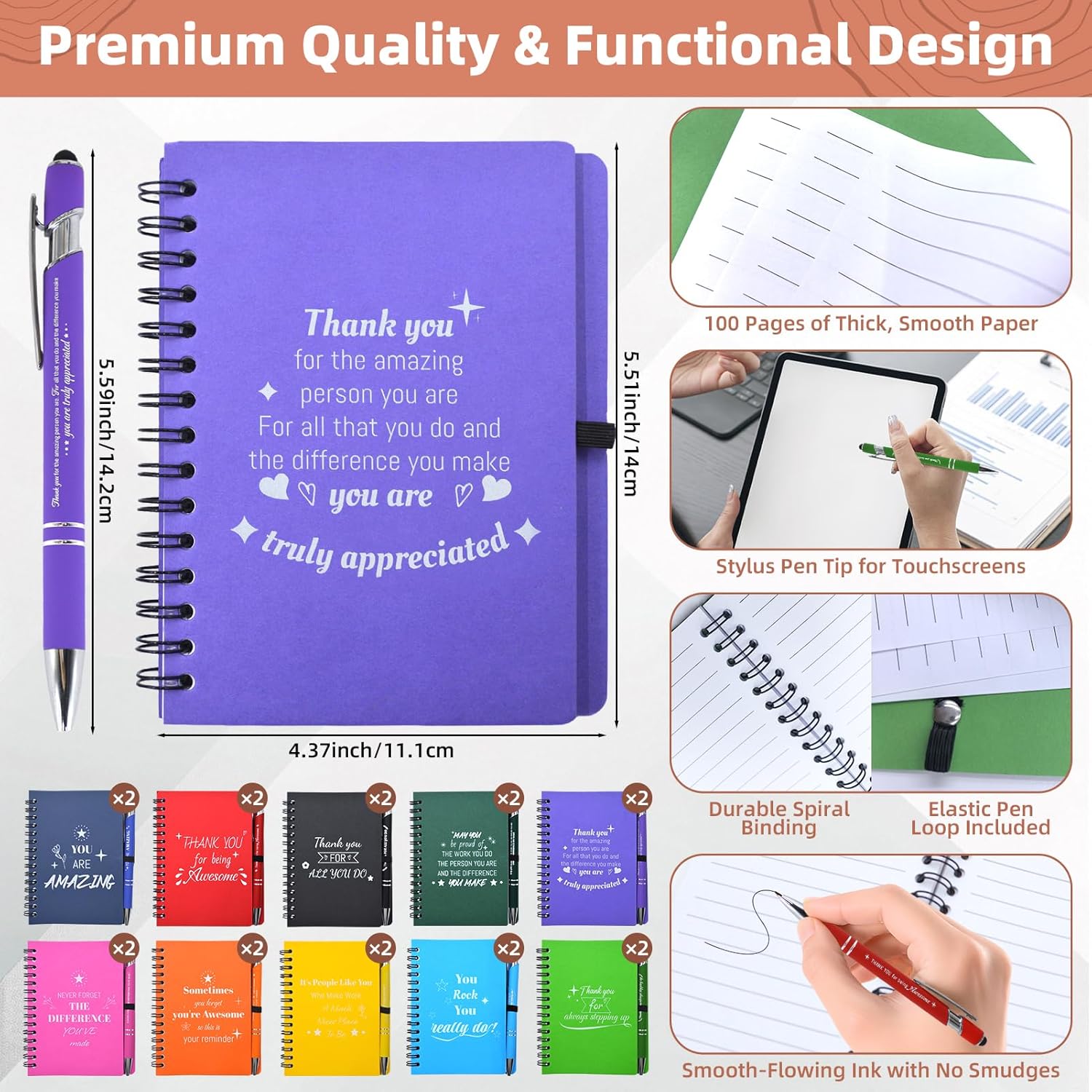 40 Pcs/20 Sets Employee Appreciation Gifts Bulk, Inspirational Notebooks with Motivational Pens for Staff, Thank You Gifts for Coworkers, Teachers,Team, Nurse, DSP, Office, School, Christmas - Image 2