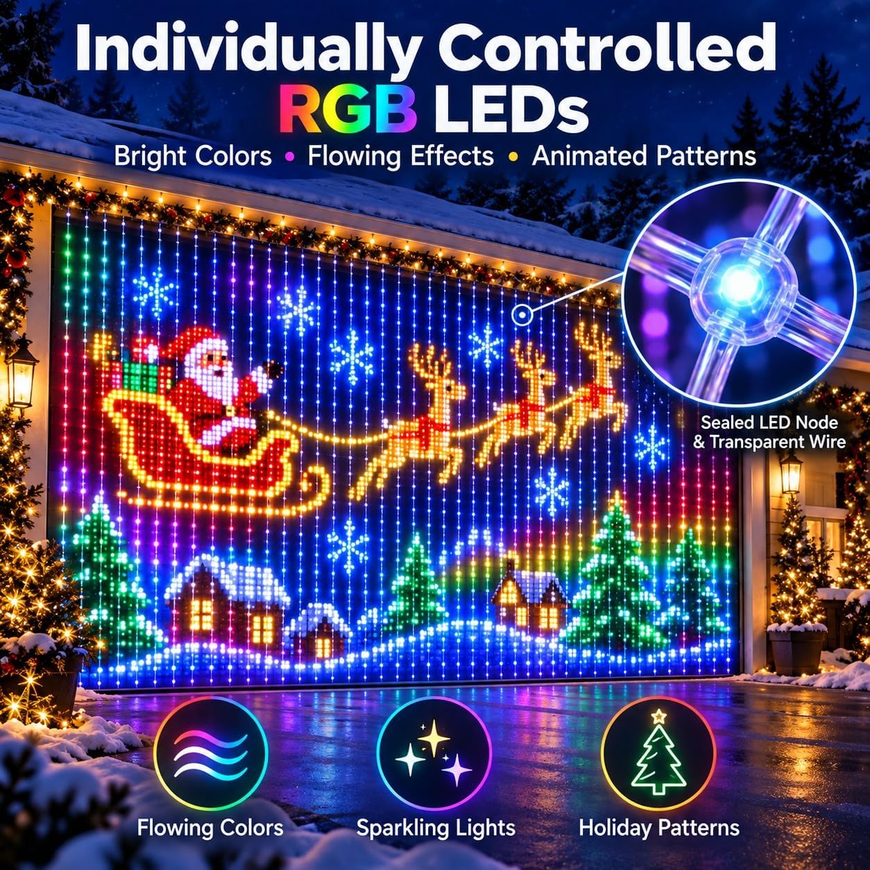 Generico Tenda Luminosa Intelligente 400 RGB LEDs con Telecomando (2m*2m)