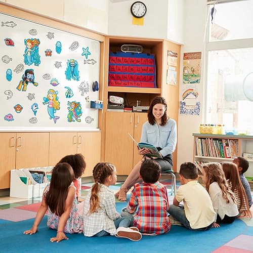 Miniatura 6 de Eersida Juego de 49 piezas de decoración de tablón de anuncios con temática oceánica para el aula, para bucear en el aprendizaje, criaturas marinas,