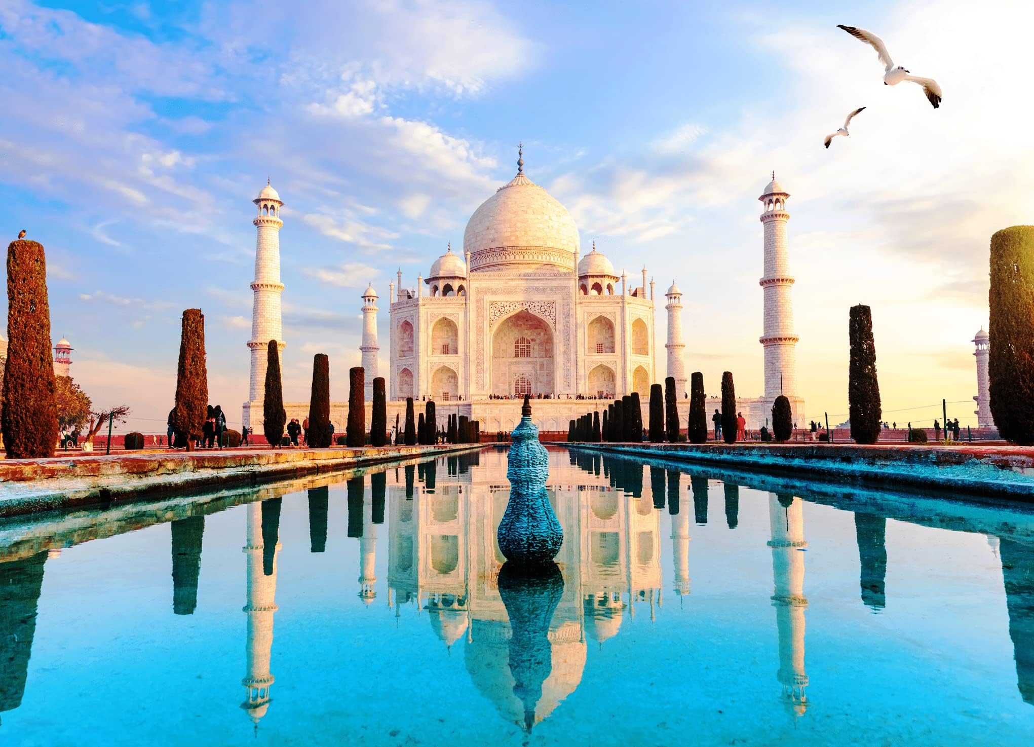 Brain Tree - Taj Mahal 1000 Piece Puzzle for Adults - Unique Puzzles for Adults 1000 Pieces and up with Droplet Technology for Anti Glare & Soft Touch - 27.5”Lx19.5”W