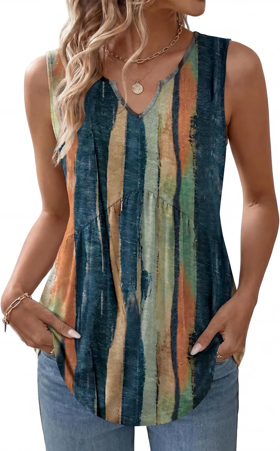 Zeagoo Womens Tank Tops 2026 Sleeveless V Neck Loose Fit Casual Flowy Boho Beach Summer Shirts