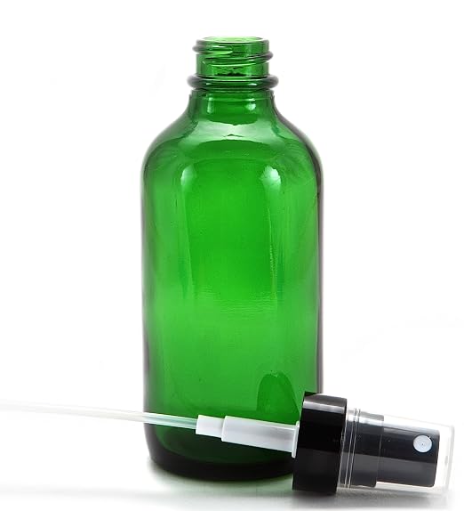 Vivaplex, 6 botellas de vidrio verde 4 oz con atomizador miniatura 5