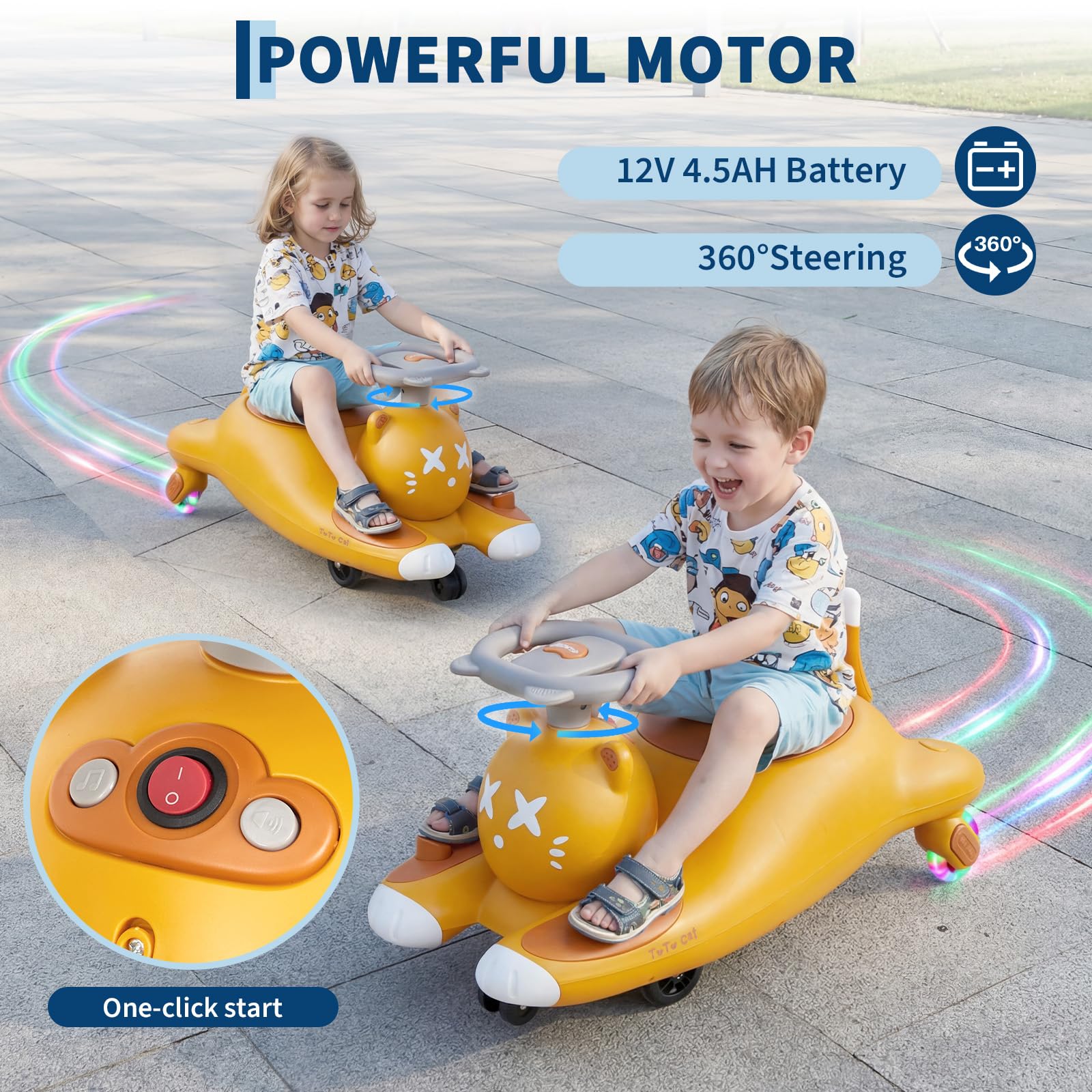 Voiture Électrique Enfants, 2 en 1 Voiture électrique Enfant, Anti-Bascule,6V Batterie, 2 Vitesses, Bluetooth, Roues Clignotantes, Chargeur USB, Ergonomique, Cadeau Enfants à Partir De 3 Ans, 68 kg.